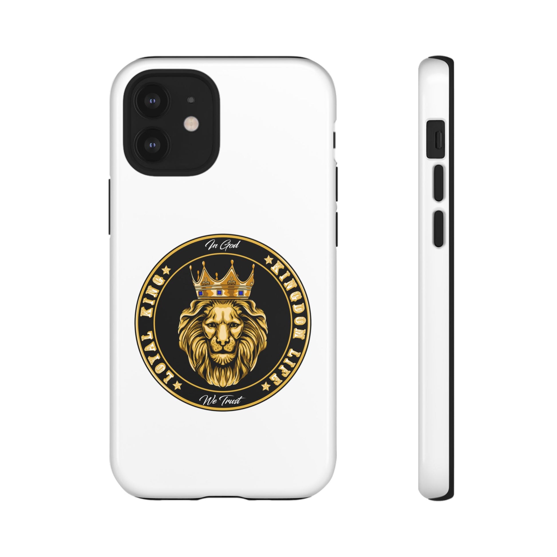 LOYAL KING case in white with crown and lion symbol – The Original Faithwear