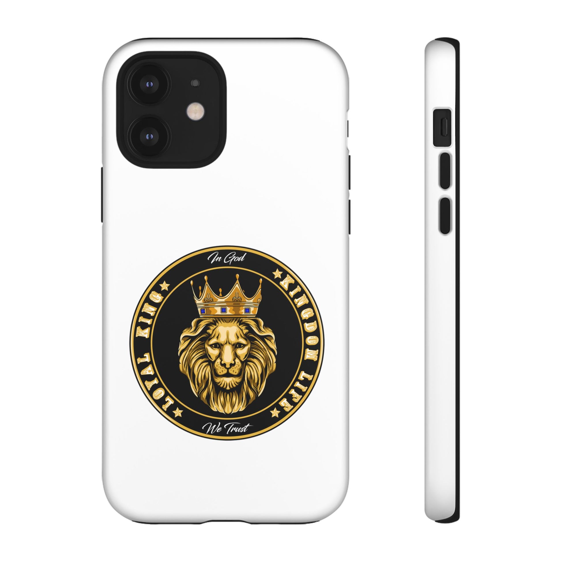 LOYAL KING case in white with crown and lion symbol – The Original Faithwear
