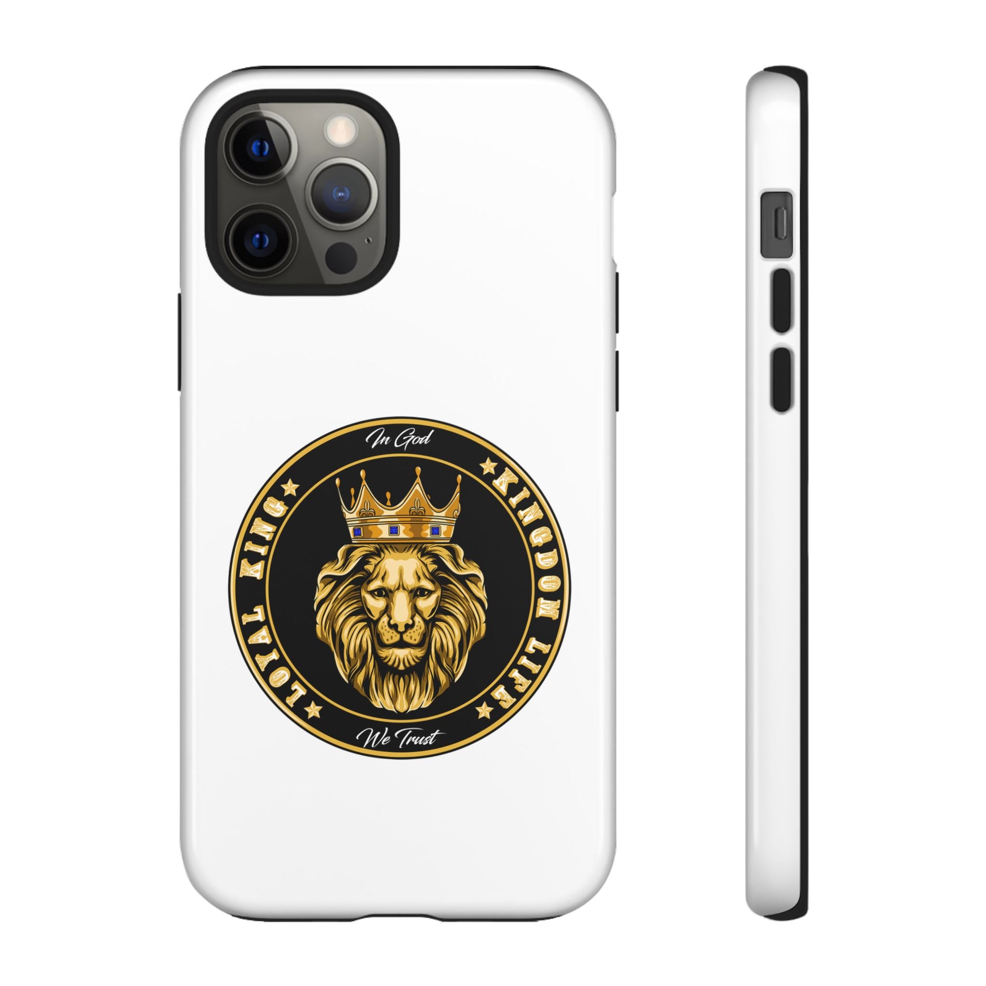 LOYAL KING case in white with crown and lion symbol – The Original Faithwear