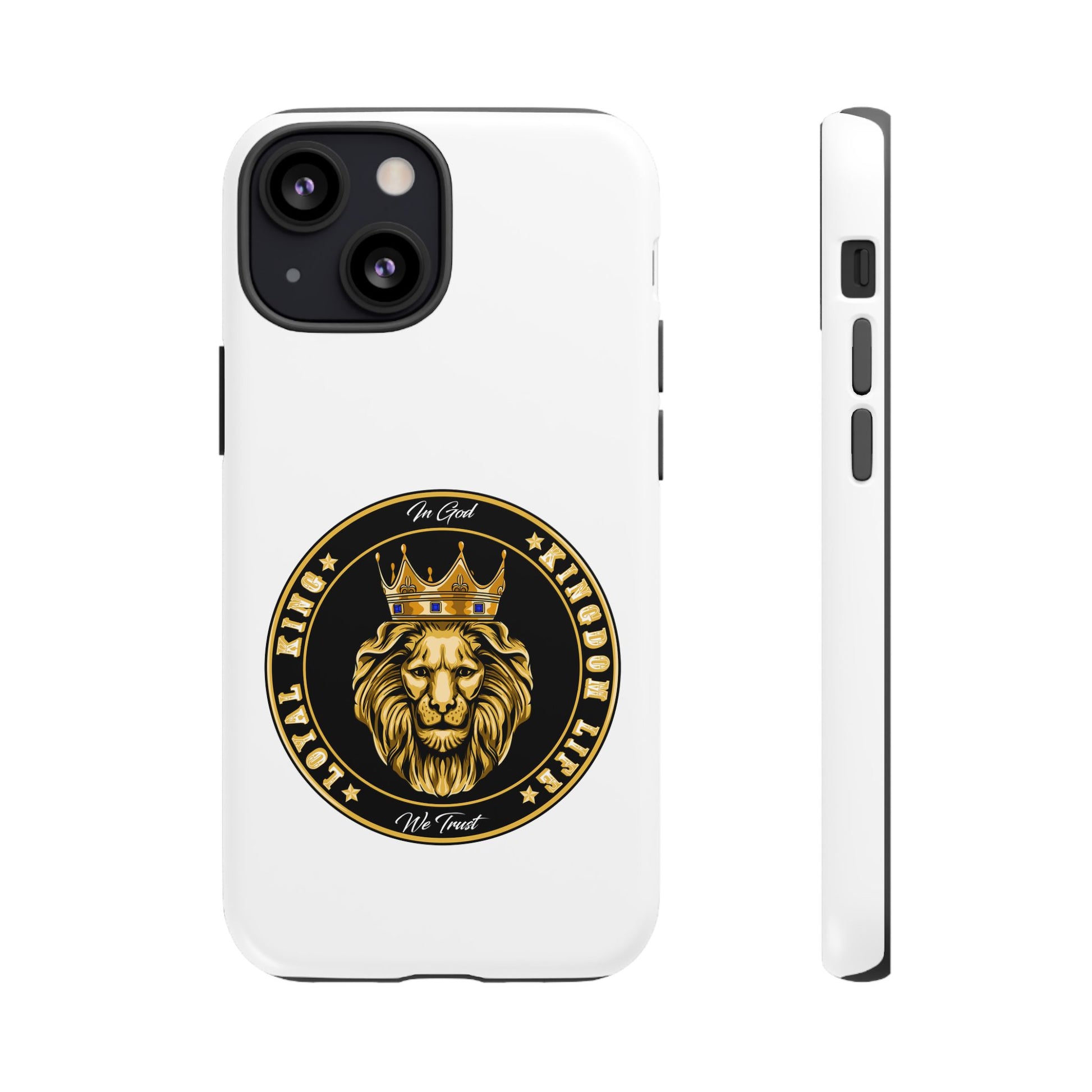 LOYAL KING case in white with crown and lion symbol – The Original Faithwear