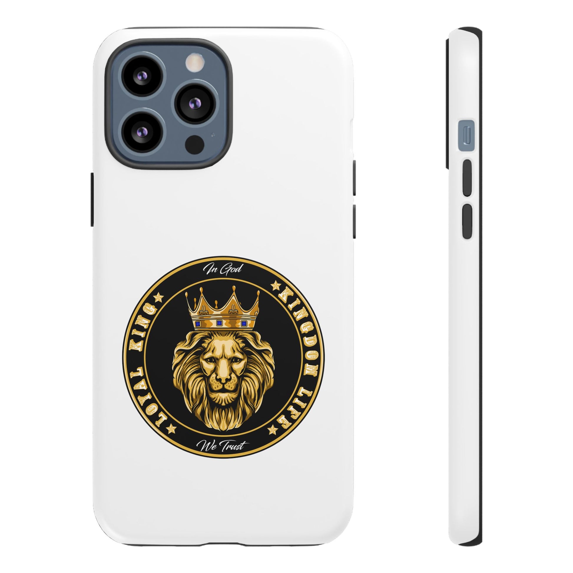LOYAL KING case in white with crown and lion symbol – The Original Faithwear