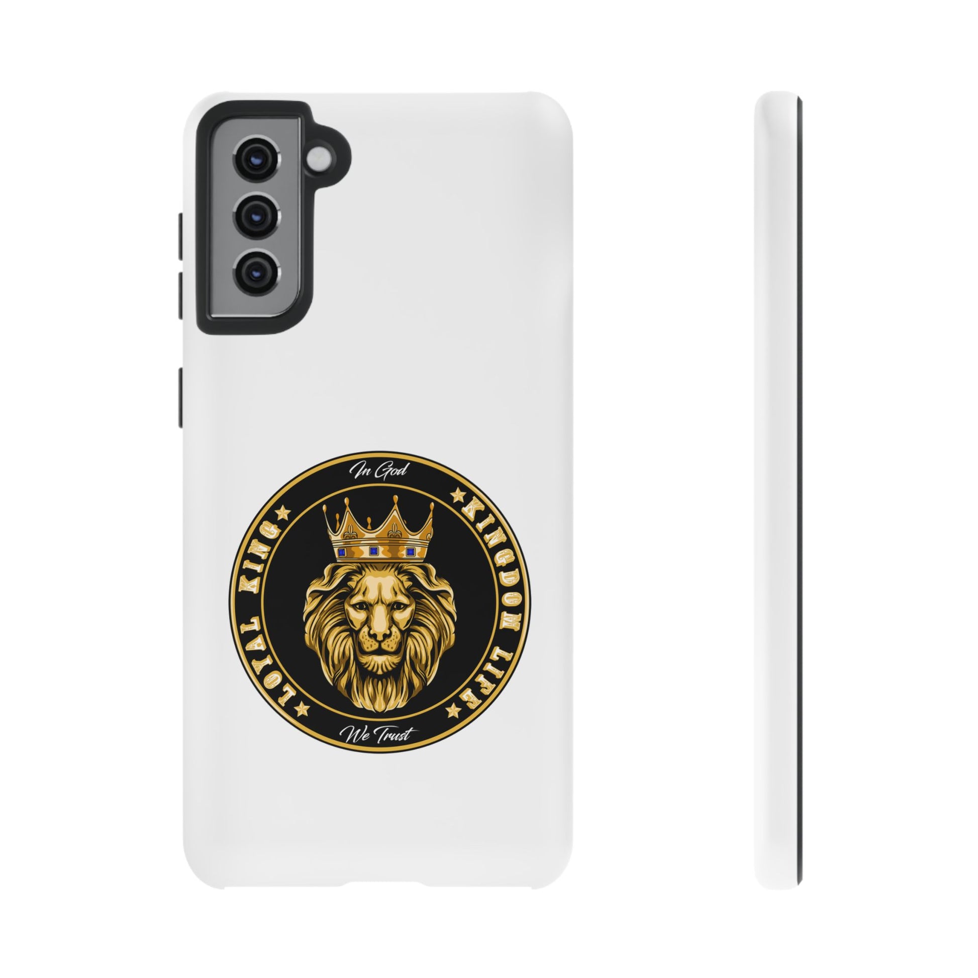 LOYAL KING case in white with crown and lion symbol – The Original Faithwear