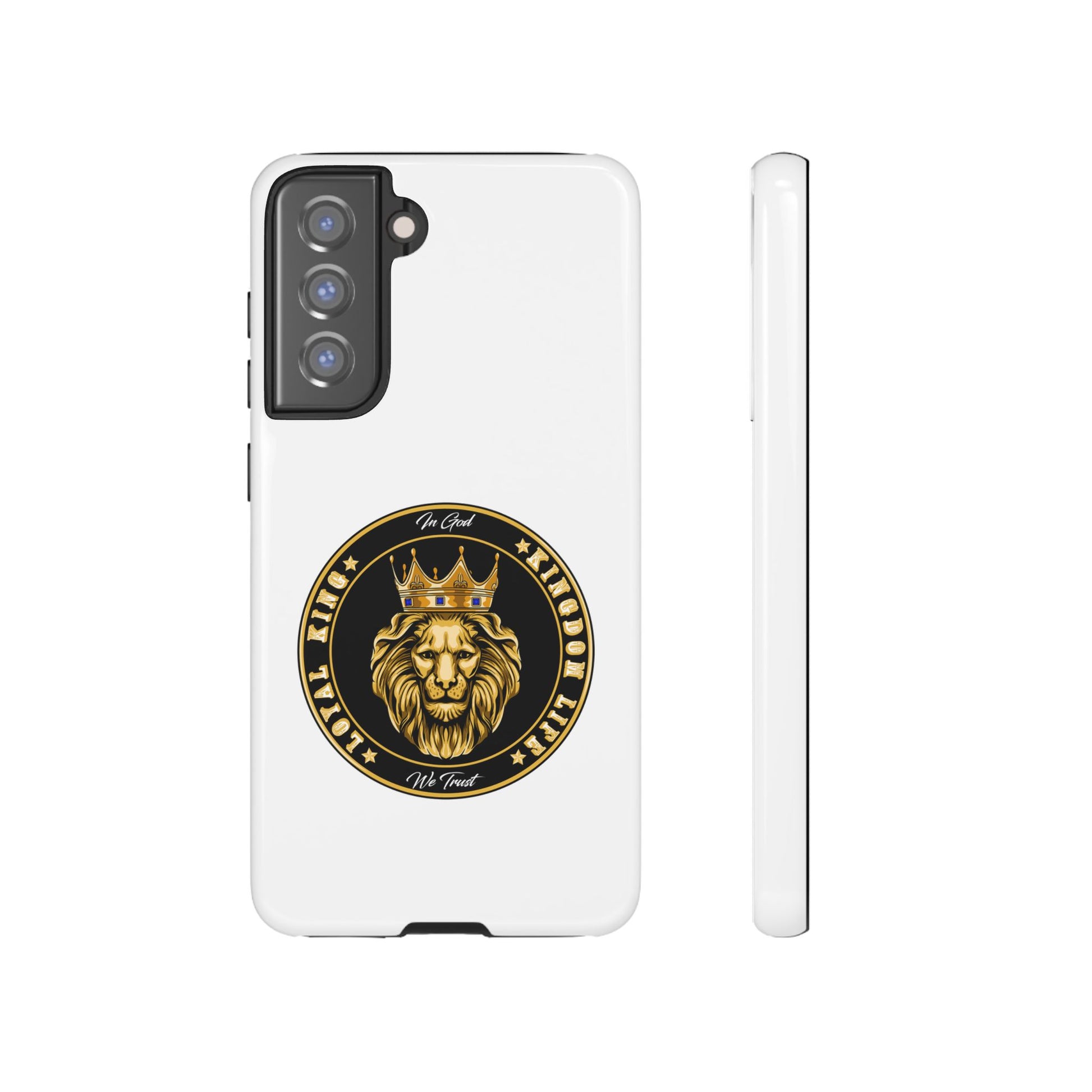 LOYAL KING case in white with crown and lion symbol – The Original Faithwear