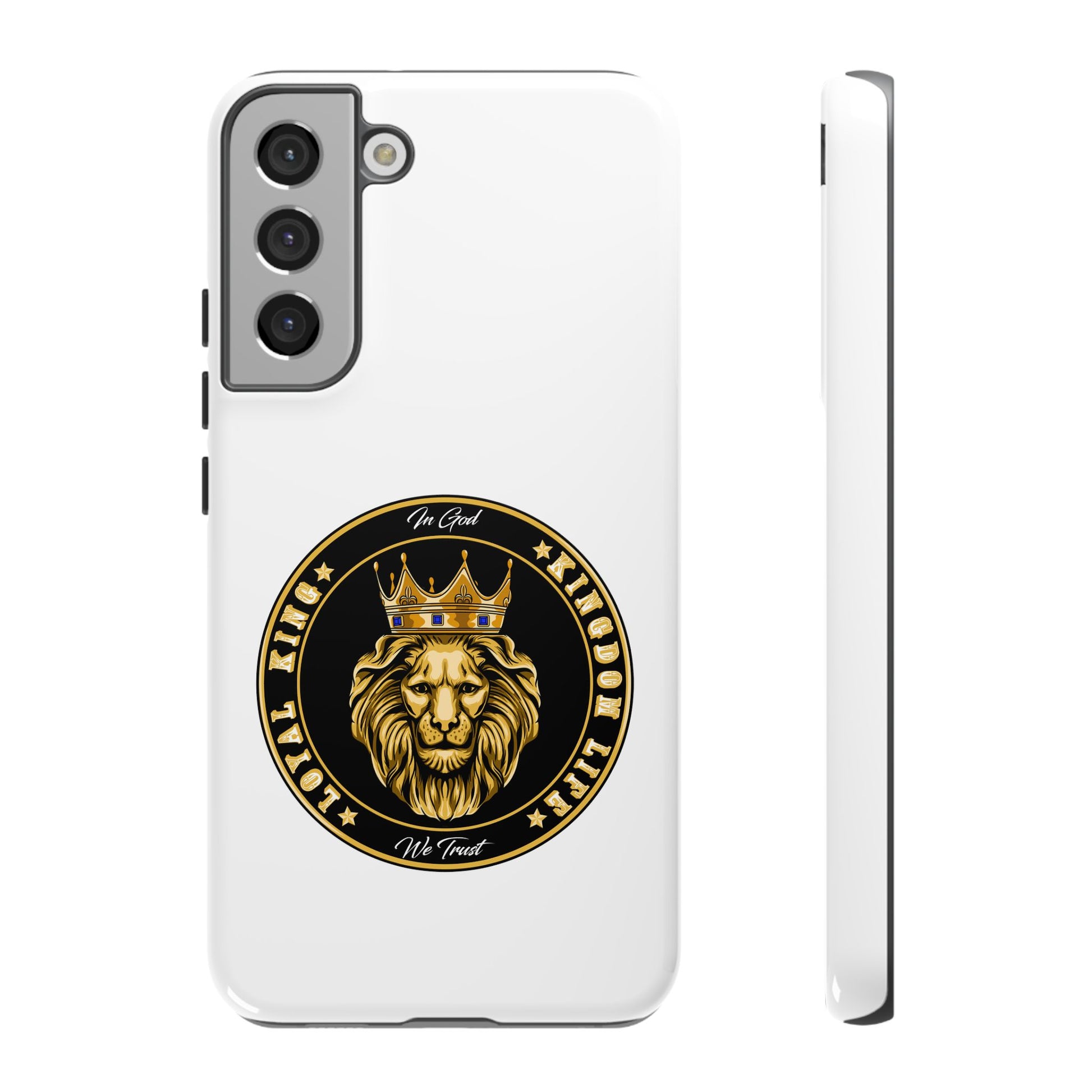 LOYAL KING case in white with crown and lion symbol – The Original Faithwear