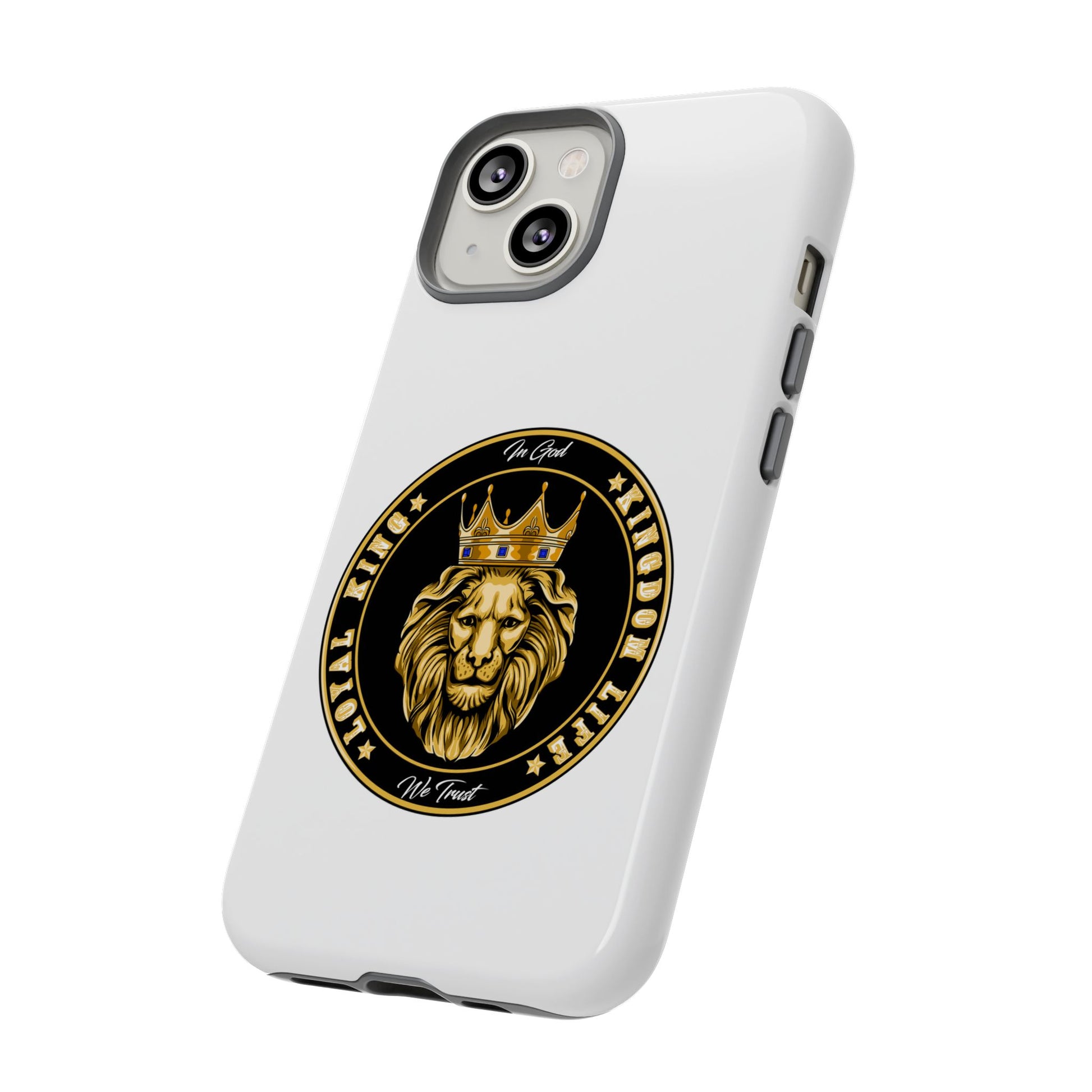 LOYAL KING case in white with crown and lion symbol – The Original Faithwear