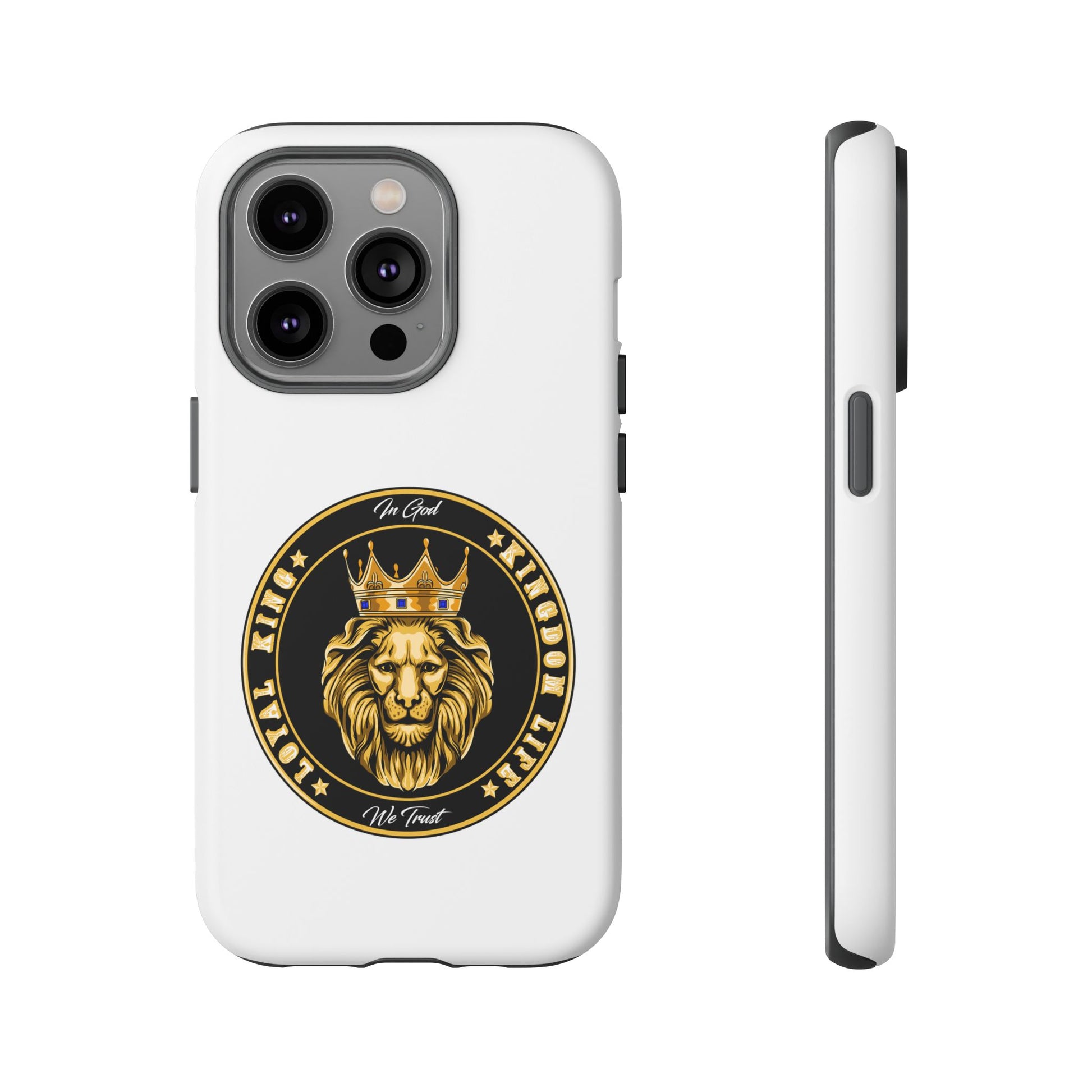 LOYAL KING case in white with crown and lion symbol – The Original Faithwear