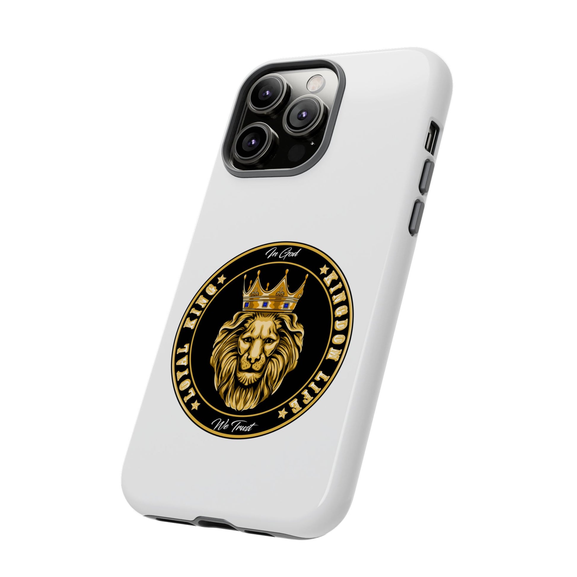 LOYAL KING case in white with crown and lion symbol – The Original Faithwear
