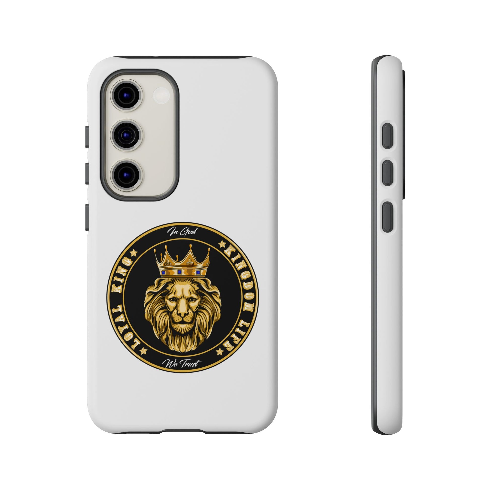 LOYAL KING case in white with crown and lion symbol – The Original Faithwear