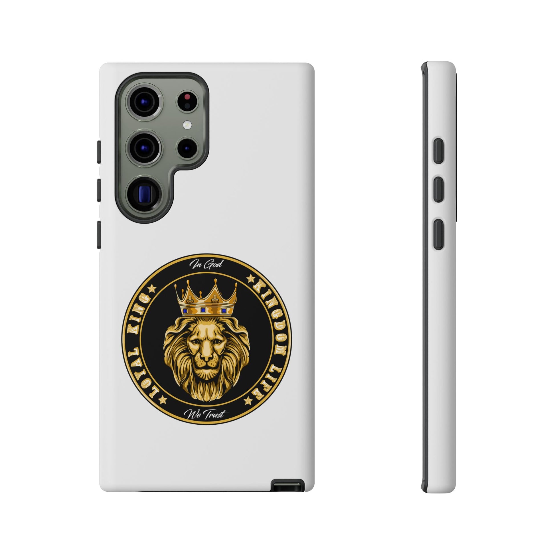 LOYAL KING case in white with crown and lion symbol – The Original Faithwear