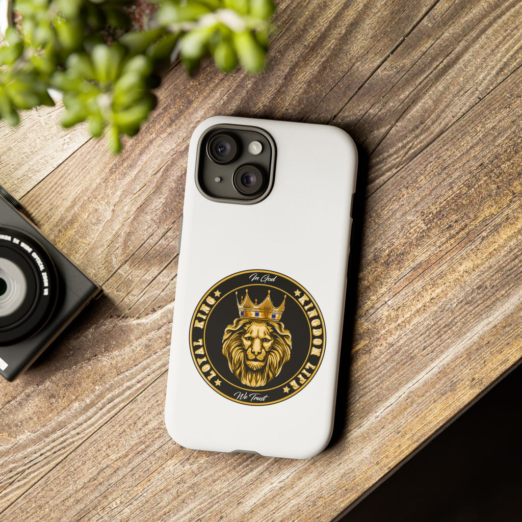 White LOYAL KING iPhone & Samsung case – bold Christian lifestyle accessory