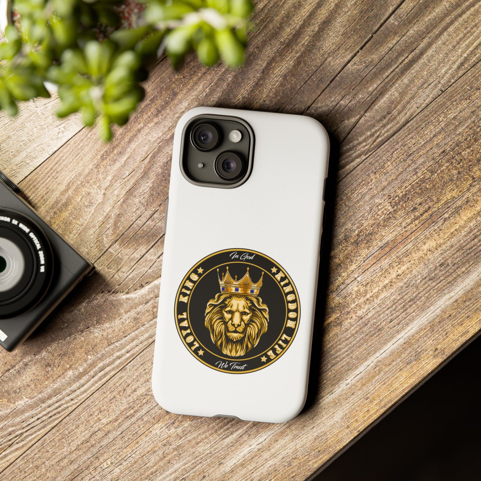 White LOYAL KING iPhone & Samsung case – bold Christian lifestyle accessory