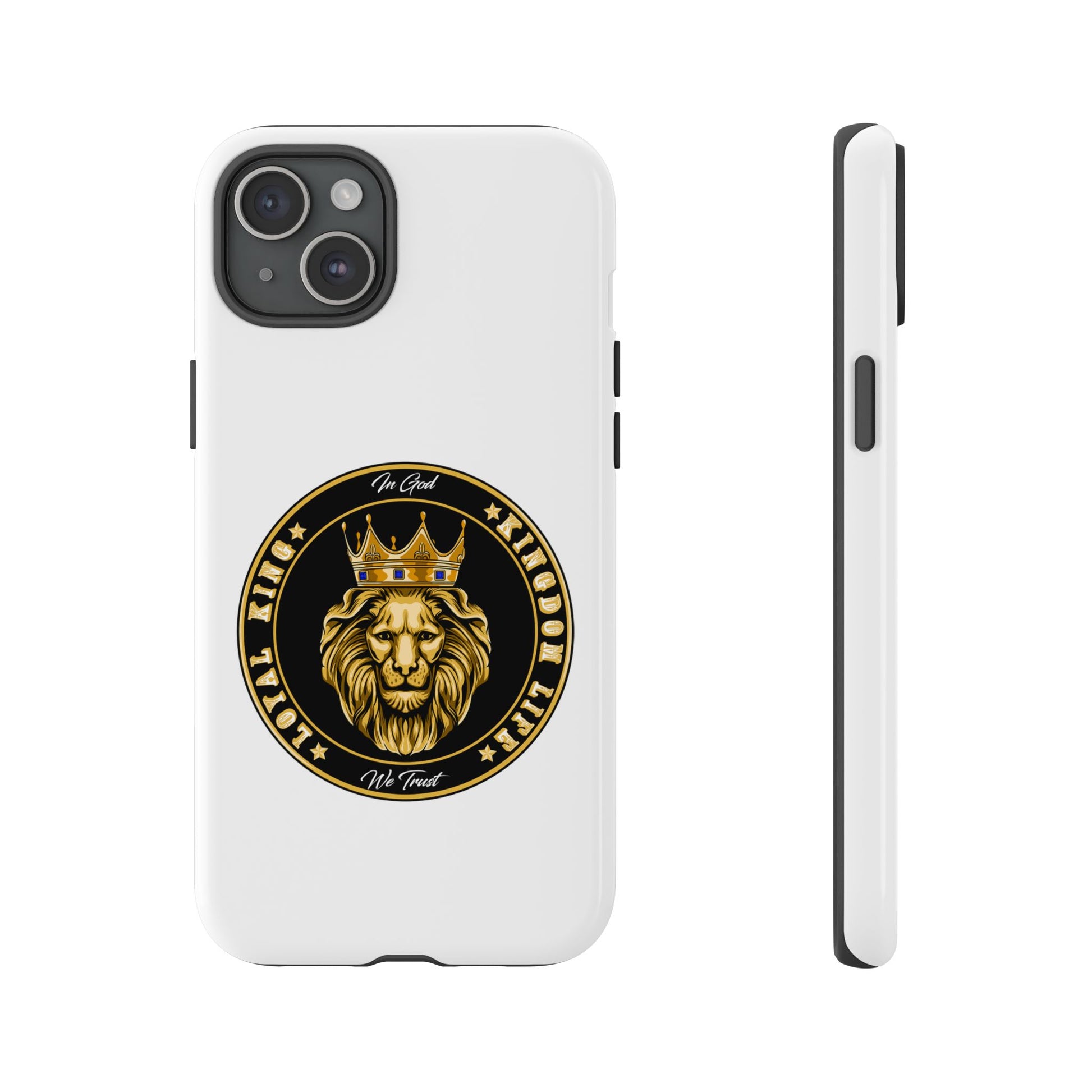 White LOYAL KING iPhone & Samsung case – bold Christian lifestyle accessory