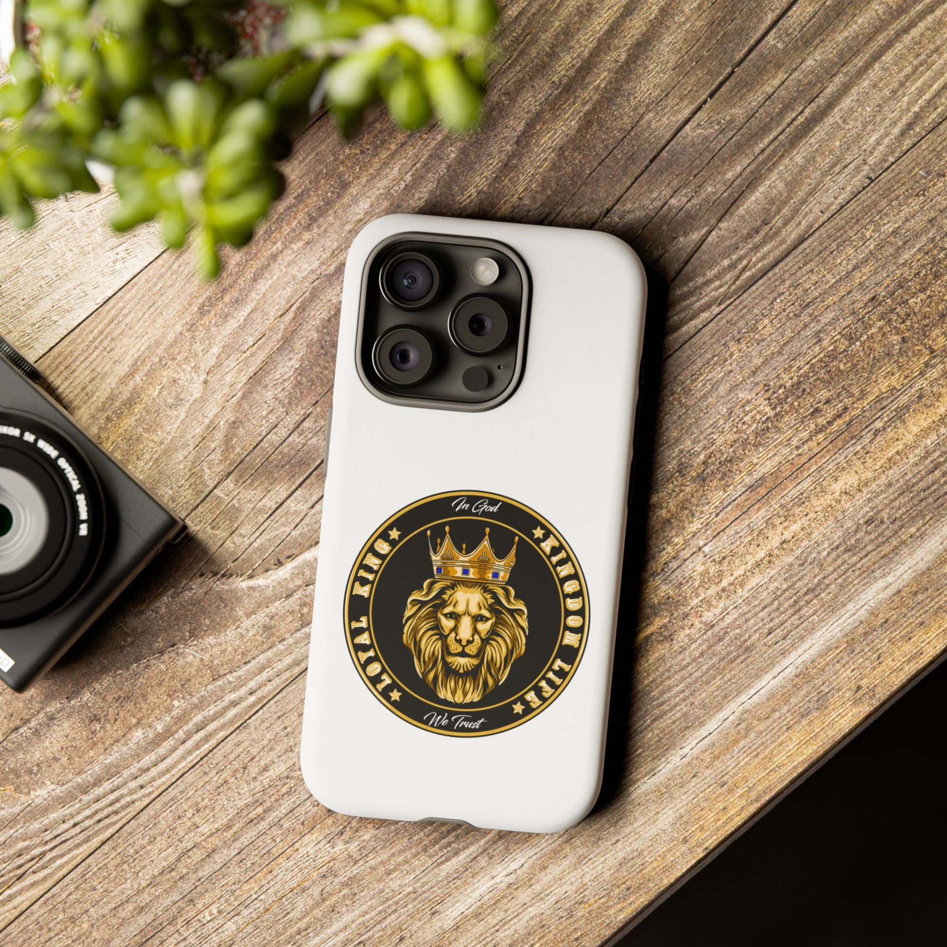 White LOYAL KING iPhone & Samsung case – bold Christian lifestyle accessory