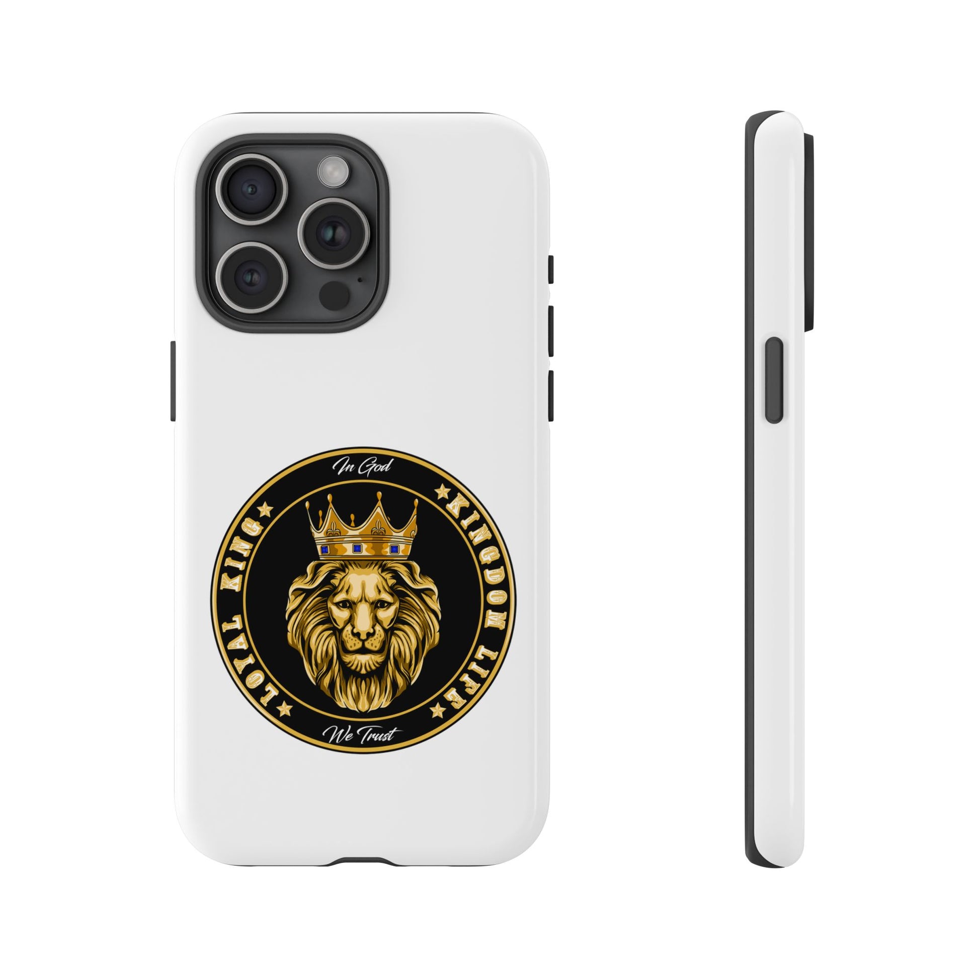 White LOYAL KING iPhone & Samsung case – bold Christian lifestyle accessory