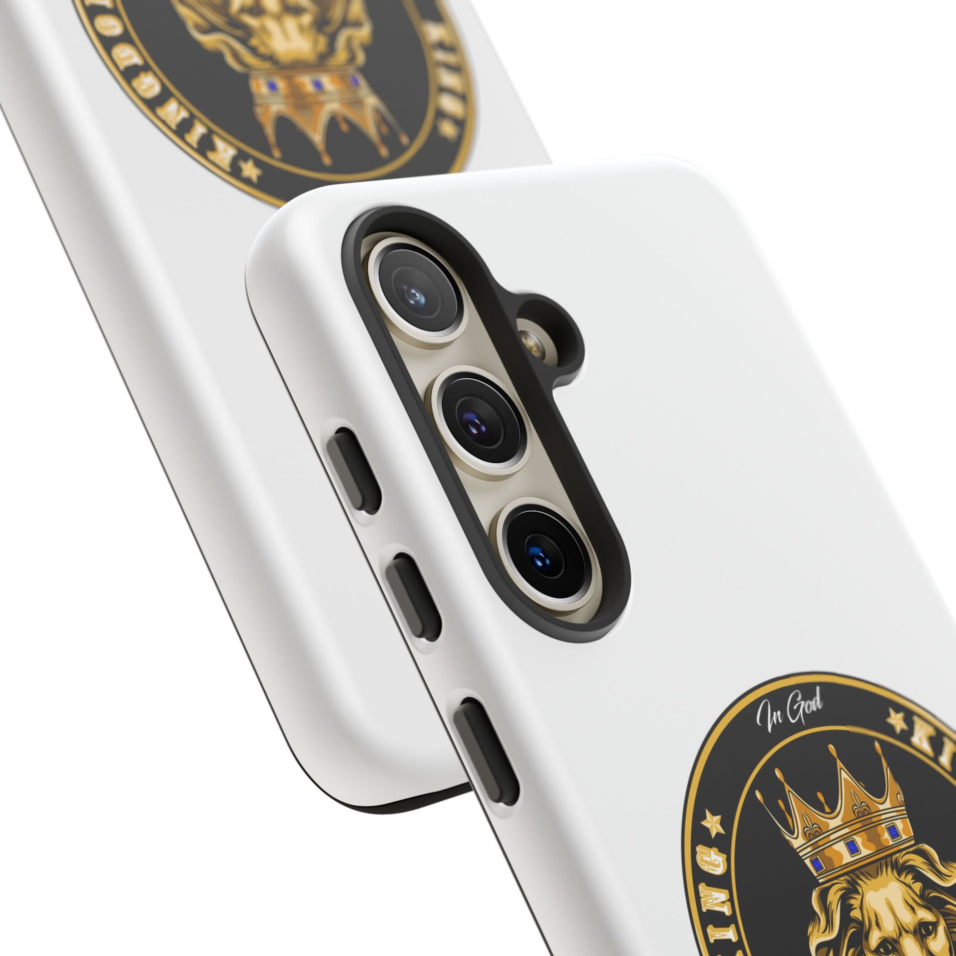 White LOYAL KING iPhone & Samsung case – bold Christian lifestyle accessory