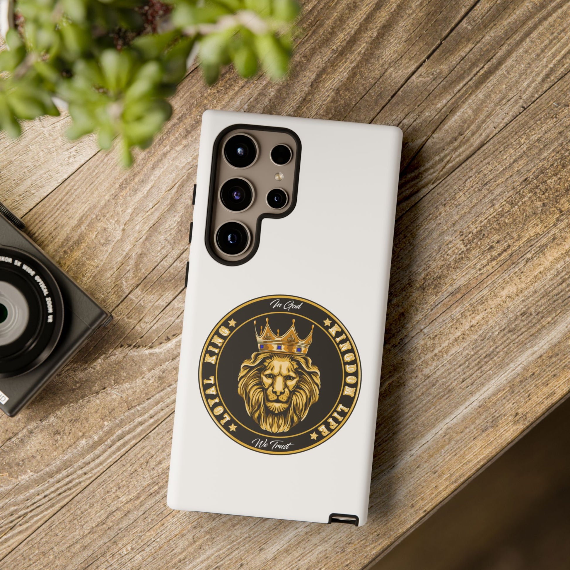White LOYAL KING iPhone & Samsung case – bold Christian lifestyle accessory