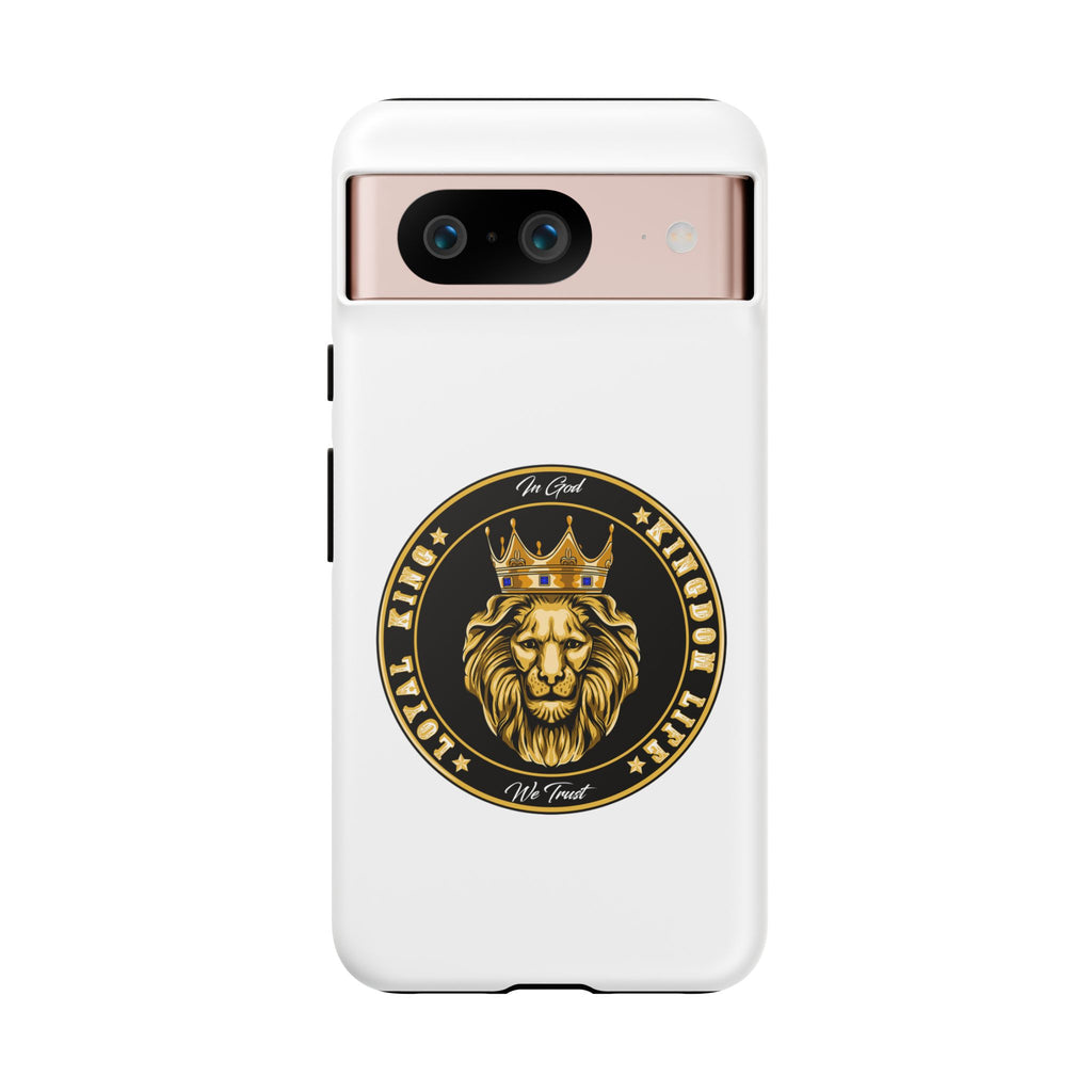 White LOYAL KING iPhone & Samsung case – bold Christian lifestyle accessory
