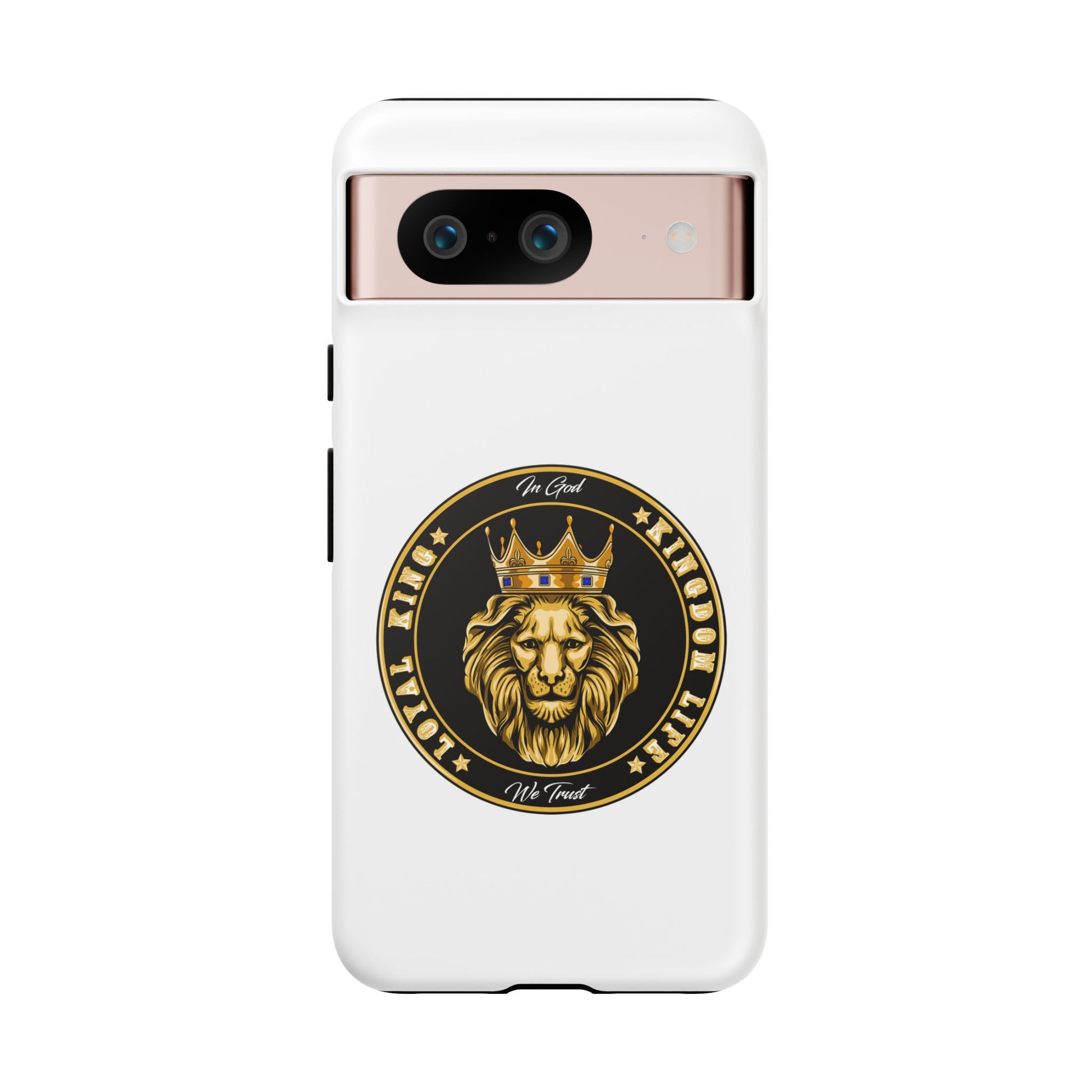 White LOYAL KING iPhone & Samsung case – bold Christian lifestyle accessory