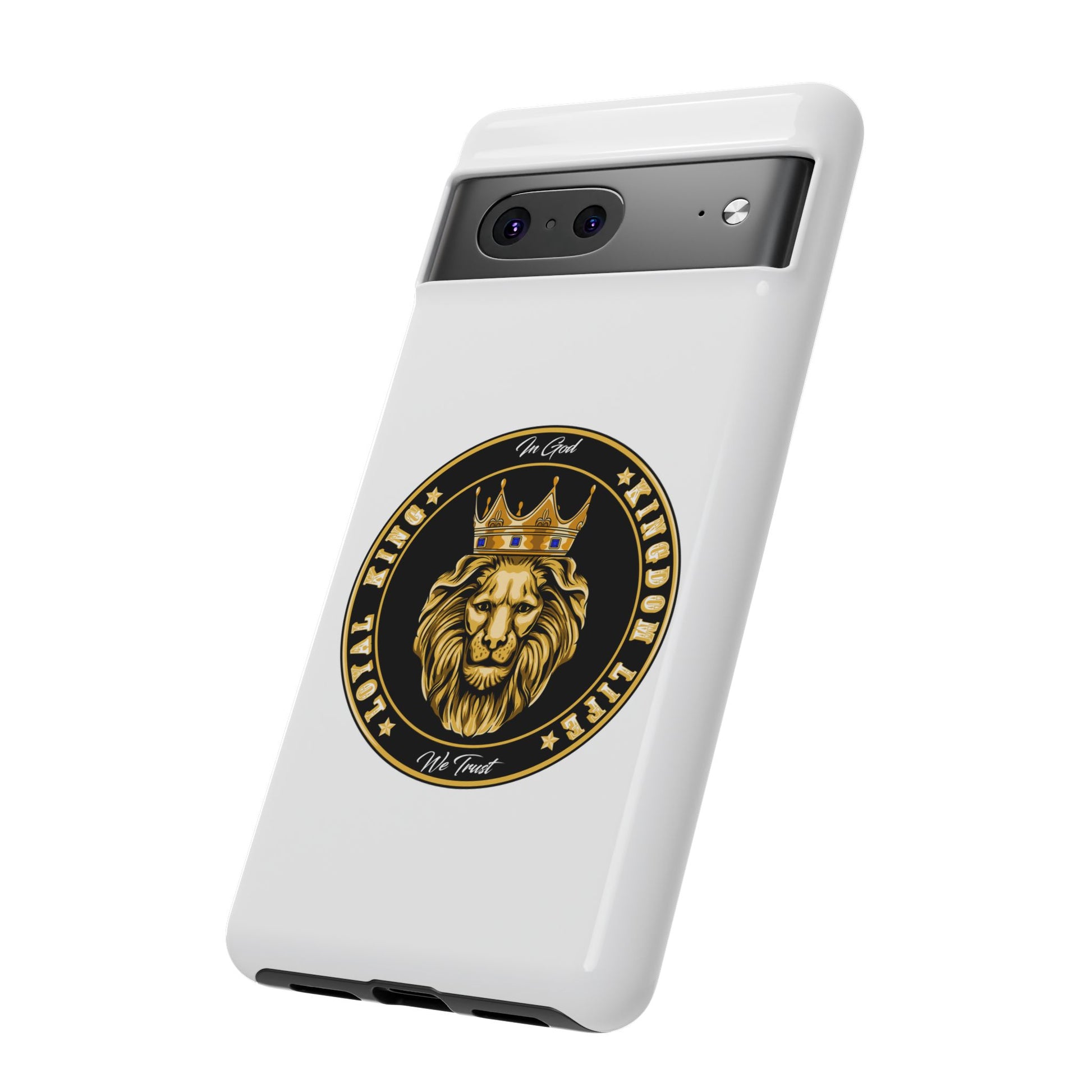 White LOYAL KING iPhone & Samsung case – bold Christian lifestyle accessory