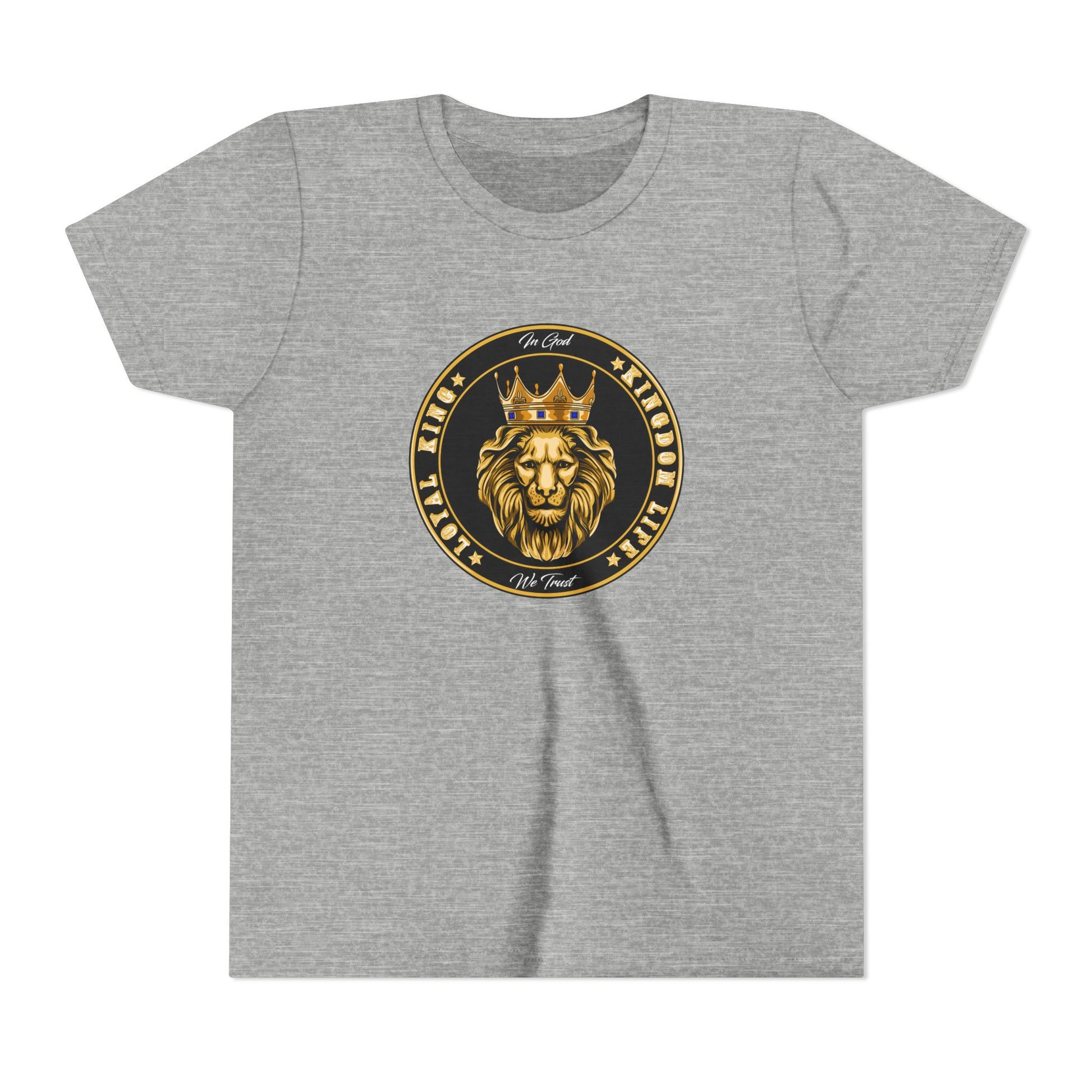 Youth tee showing powerful Loyal King lion design from The Original, Faithwear