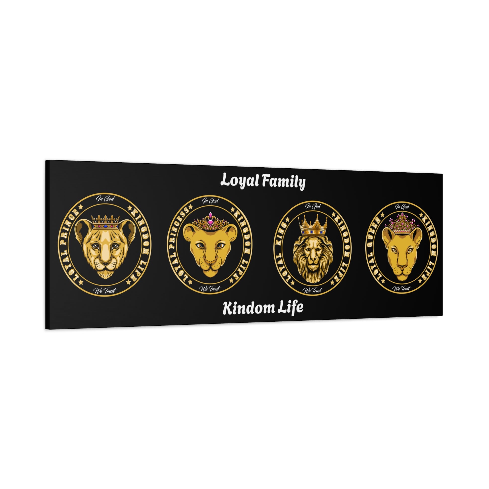 Black edition lion family wall art with Gold Lion, Queen, Prince, and Princess from The Original