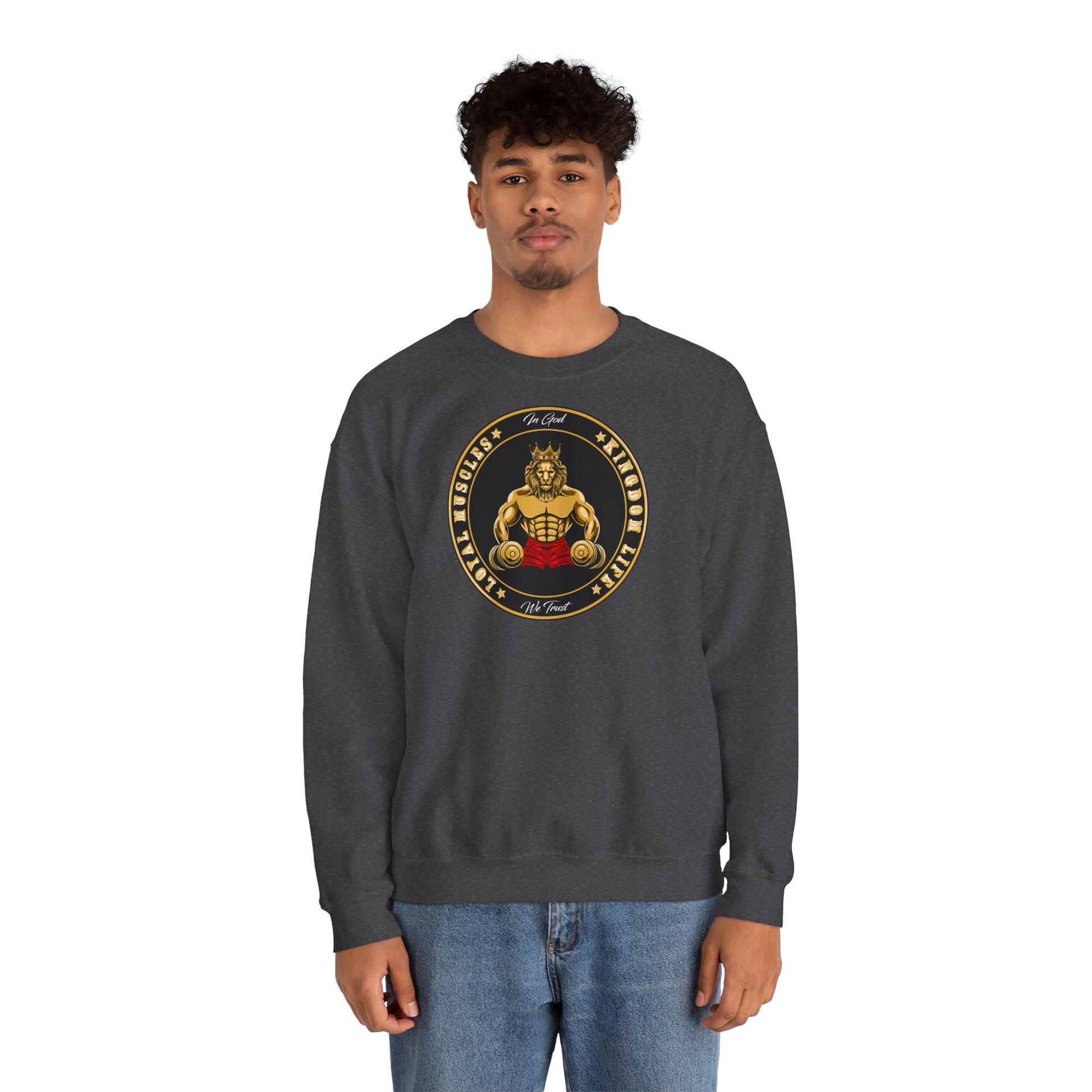 LOYAL MUSCLE LION Christian sweatshirt with bold lion design