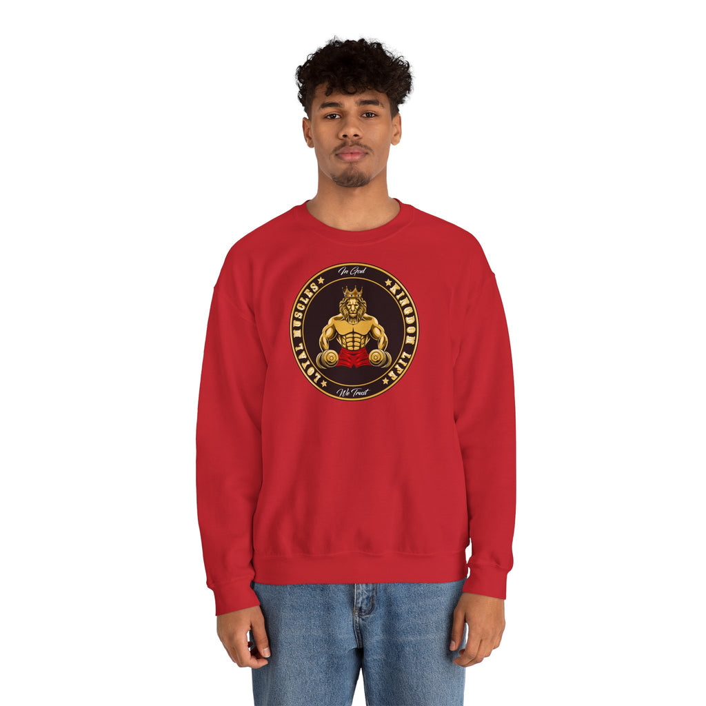 The Original LOYAL MUSCLE LION red sweatshirt for bold believers