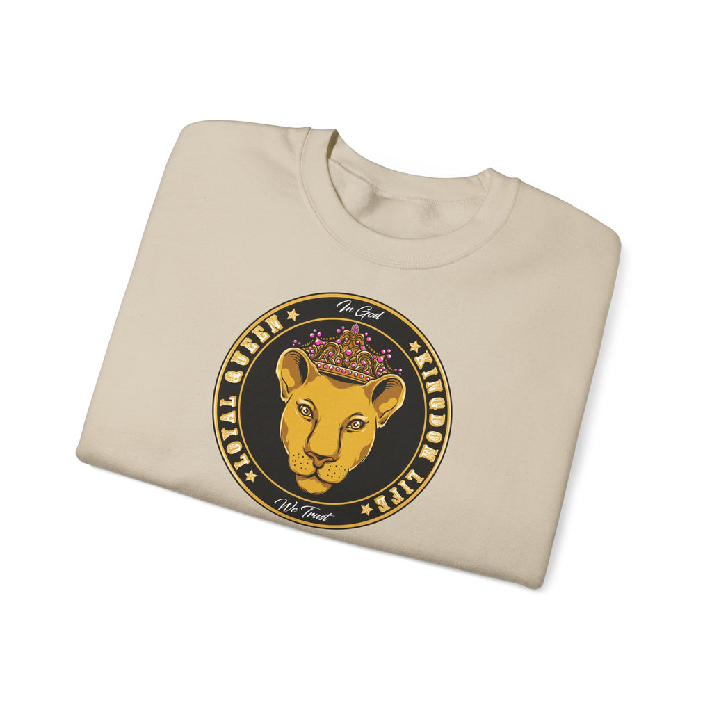 Neatly folded Christian streetwear LOYAL QUEEN crewneck sweatshirt for women