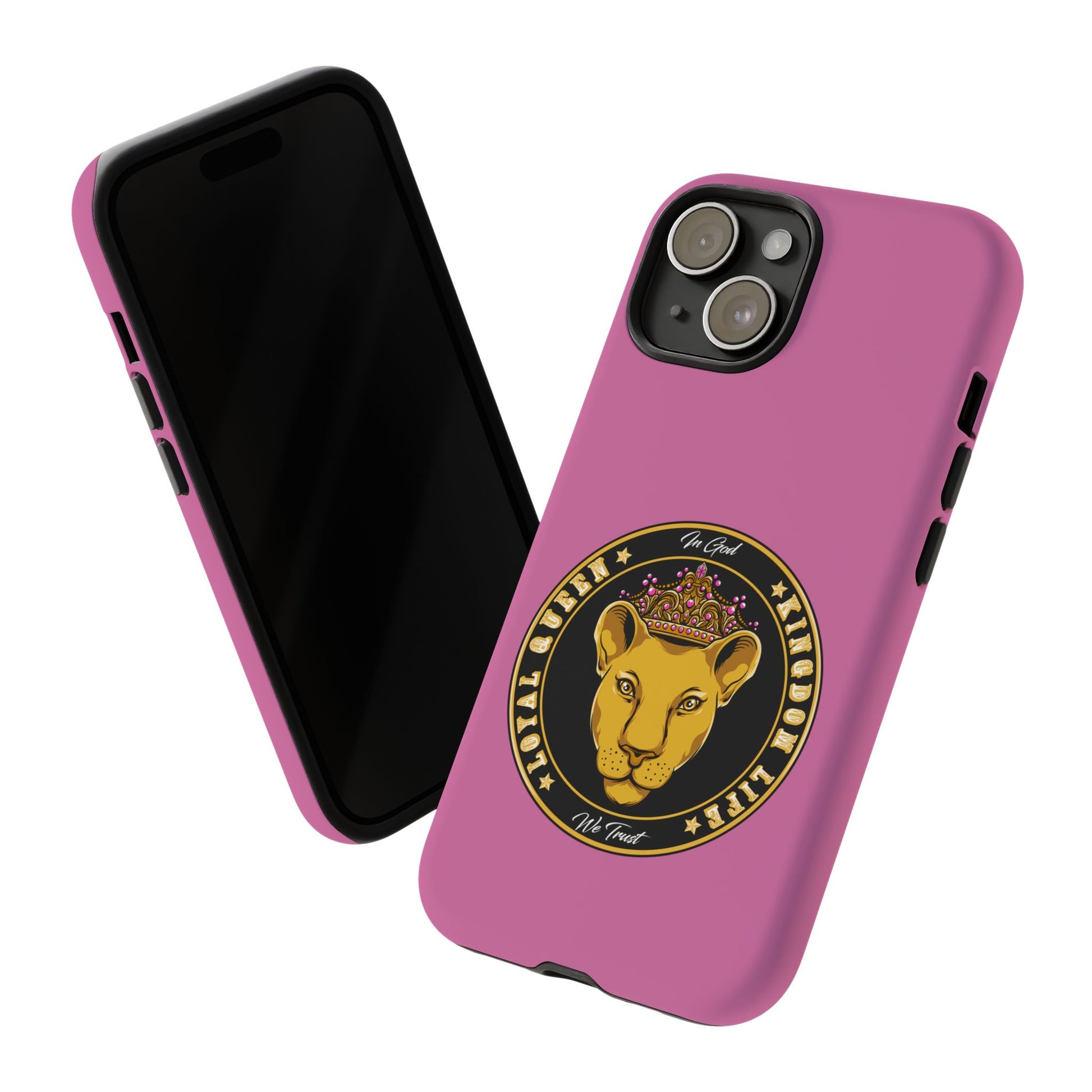 Pink Loyal Queen phone case – Christian identity design with crown symbolism