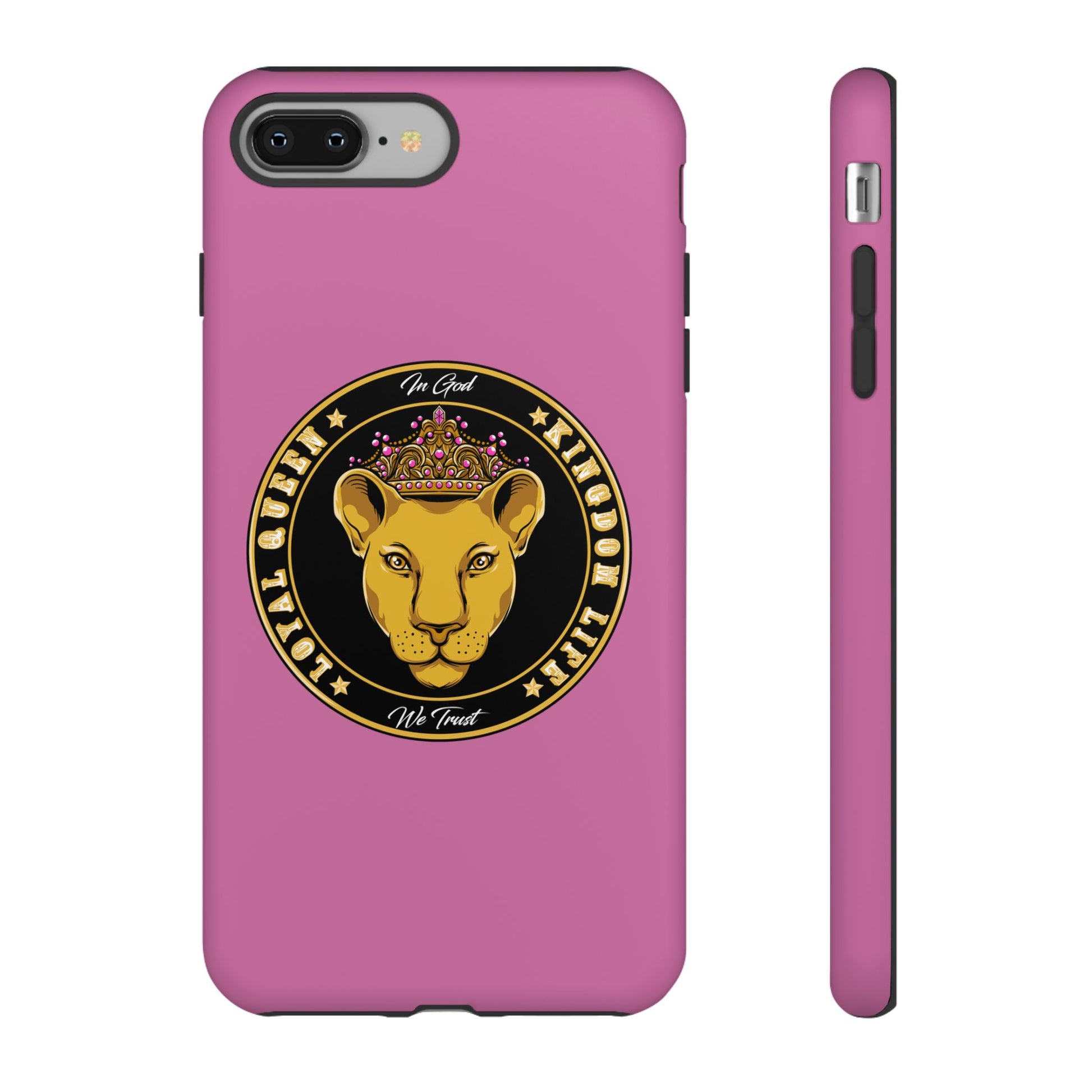 Pink Loyal Queen phone case – Christian identity design with crown symbolism