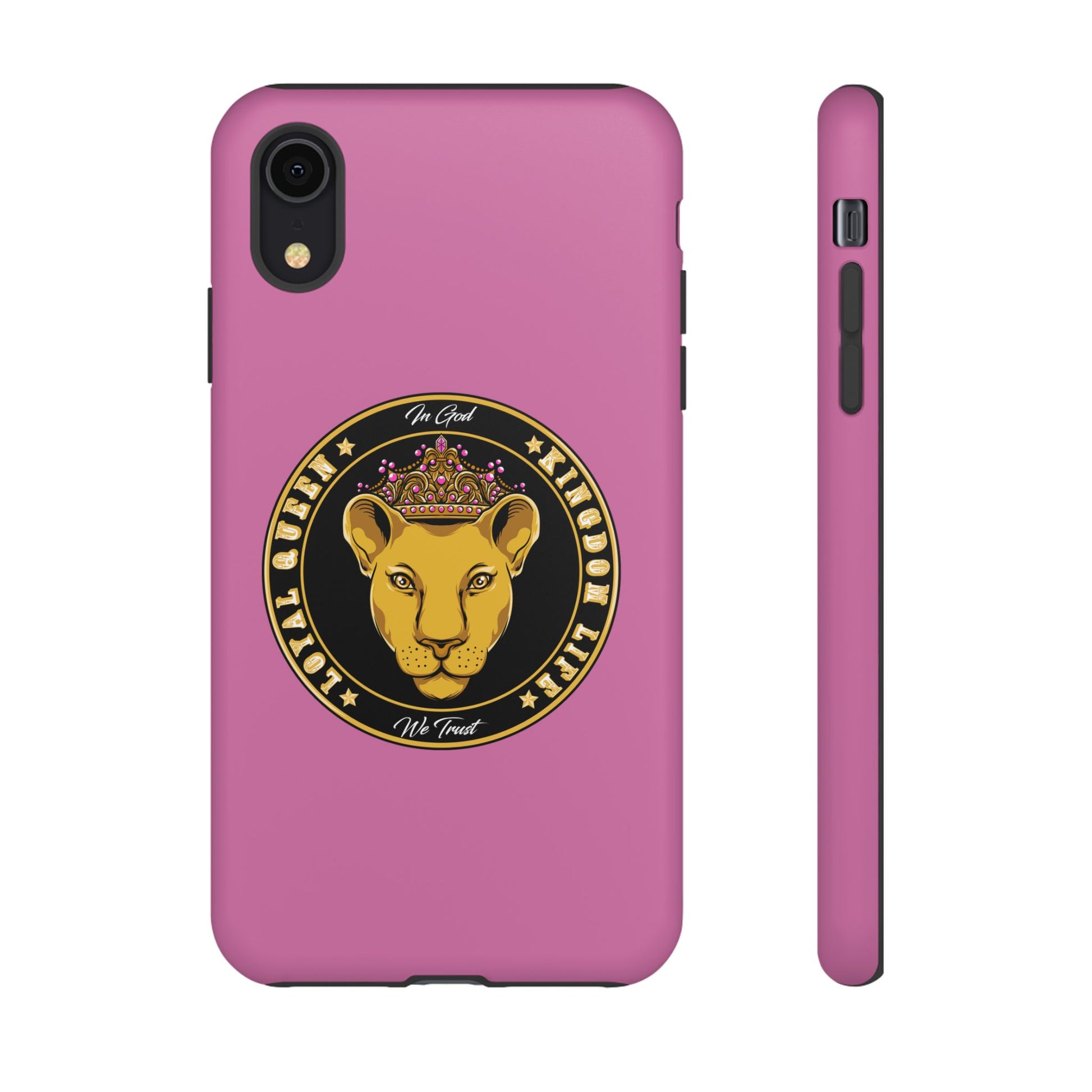 Pink Loyal Queen phone case – Christian identity design with crown symbolism