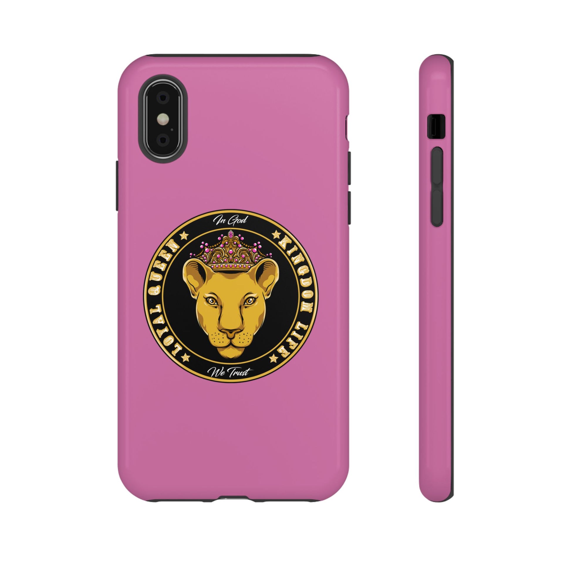 Pink Loyal Queen phone case – Christian identity design with crown symbolism