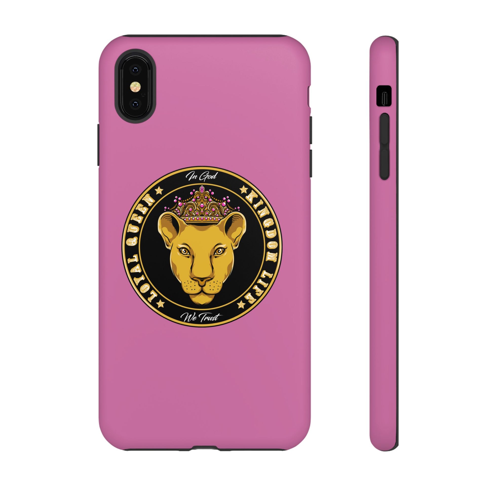 Pink Loyal Queen phone case – Christian identity design with crown symbolism