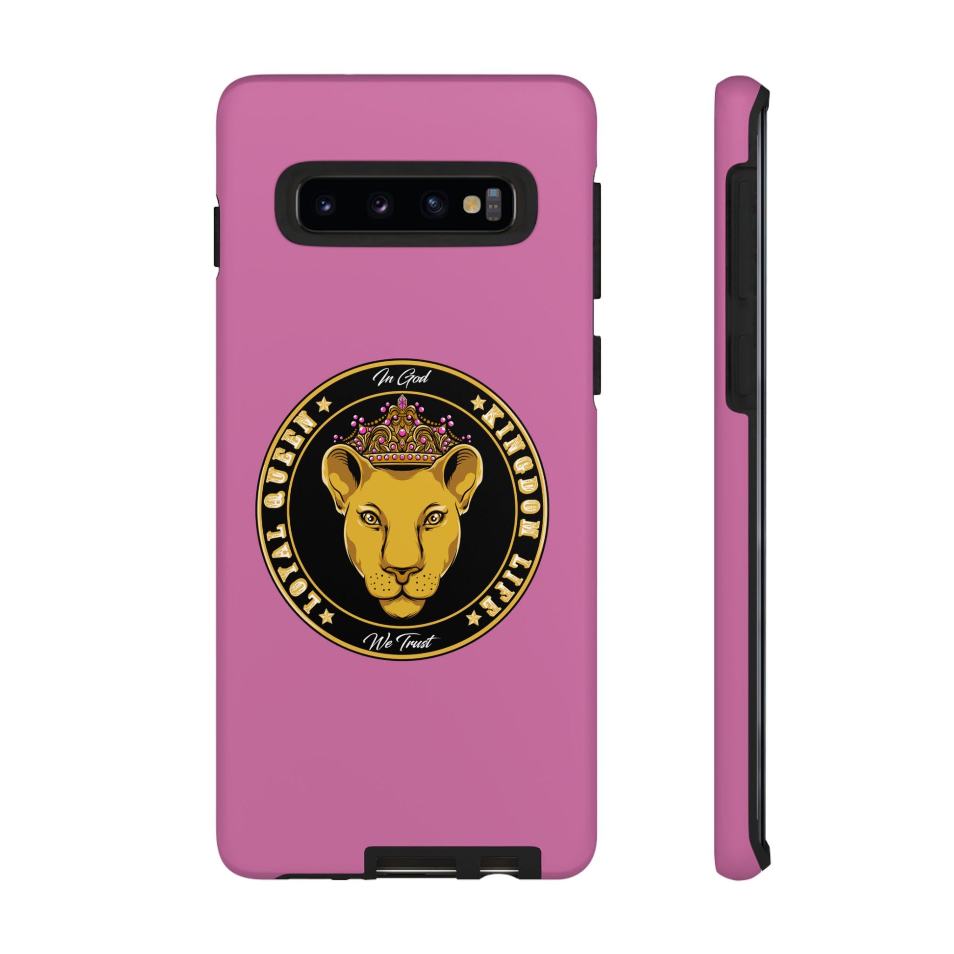 Pink Loyal Queen phone case – Christian identity design with crown symbolism