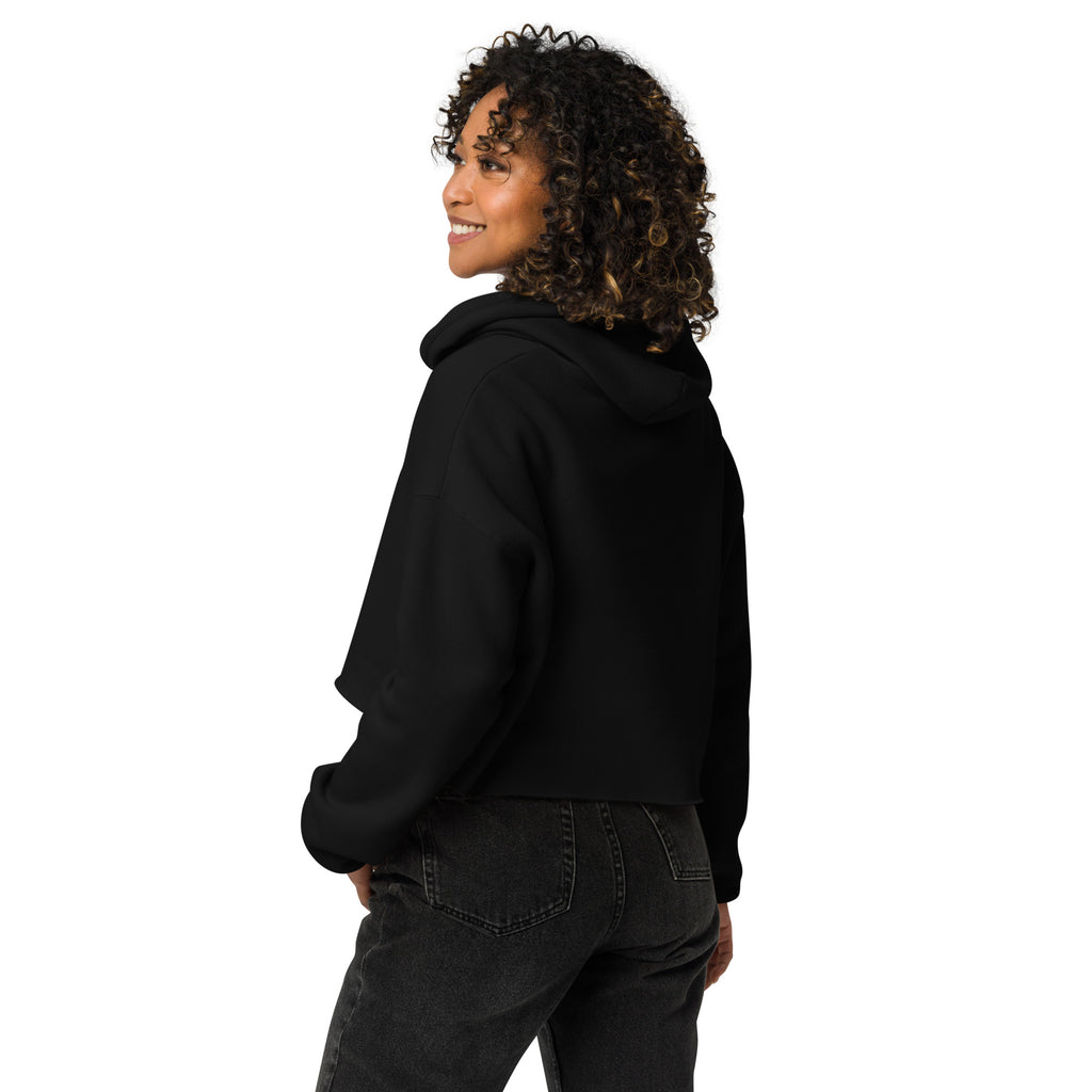 sideview Product mockup loyal queen crop hoodie front view – christian streetwear for women