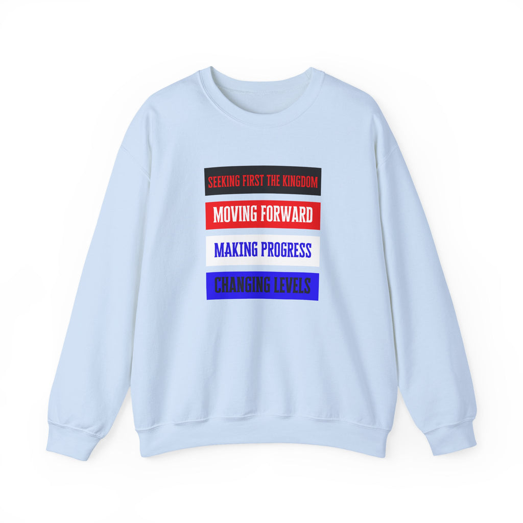 Faith-inspired moving forward gift sweatshirt for Christians – product display