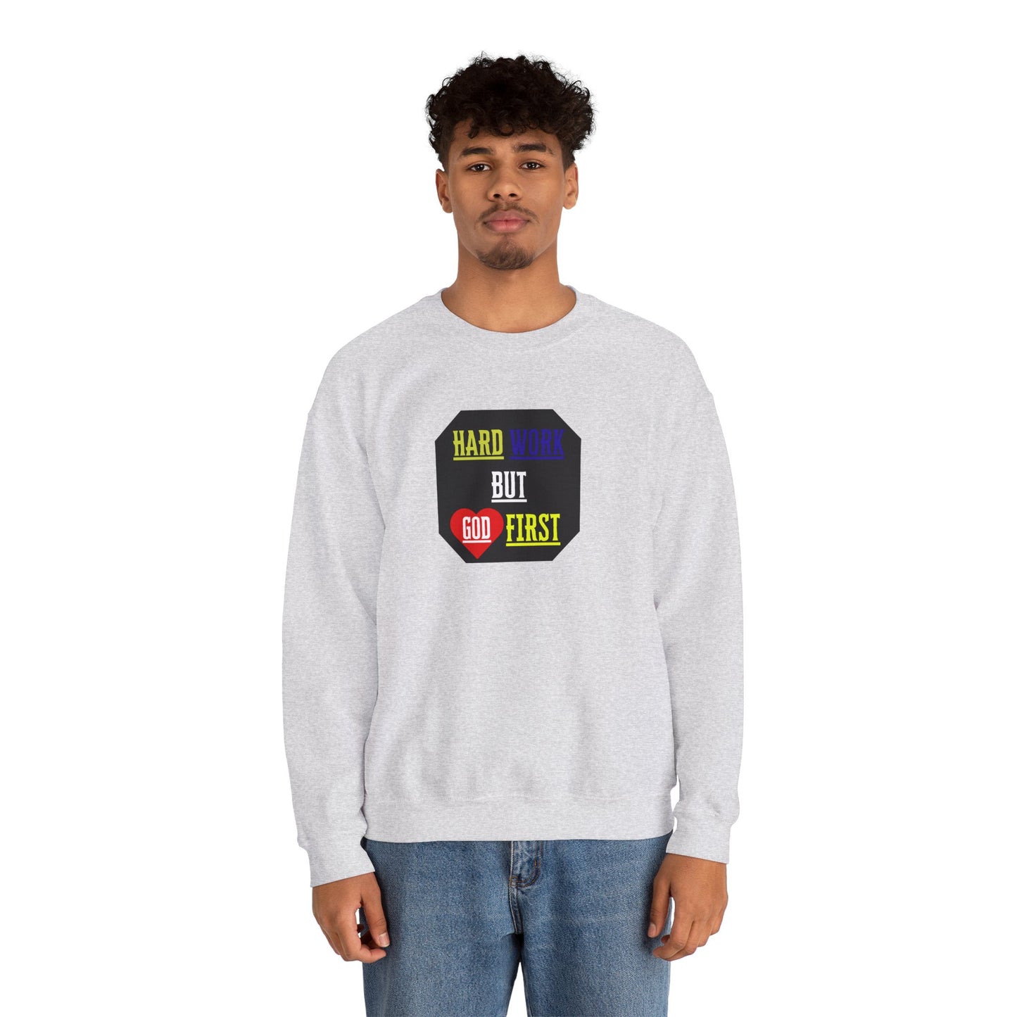 Inspirational Christian sweatshirt on model