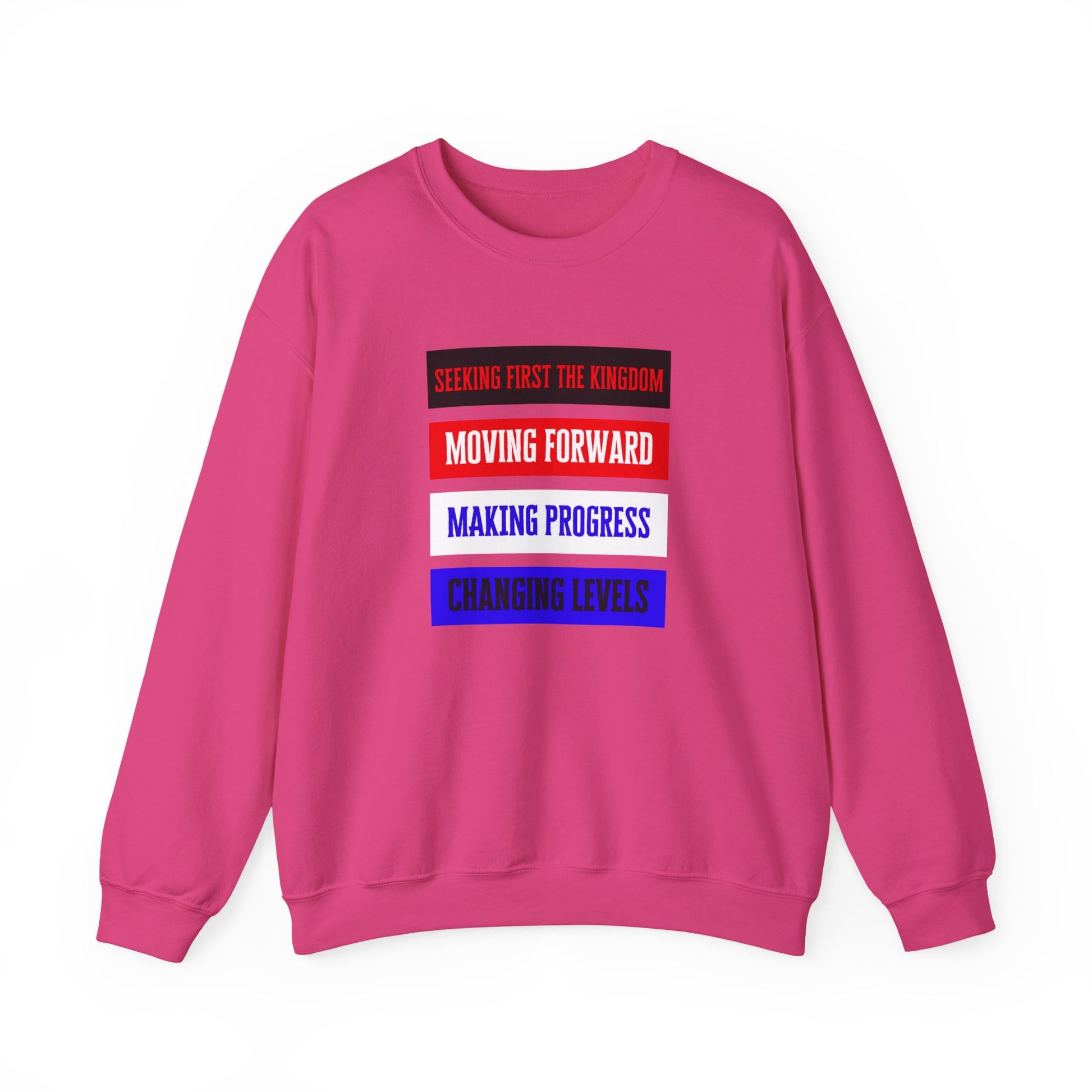 Moving Forward design on Christian fleece sweatshirt – warm and hopeful