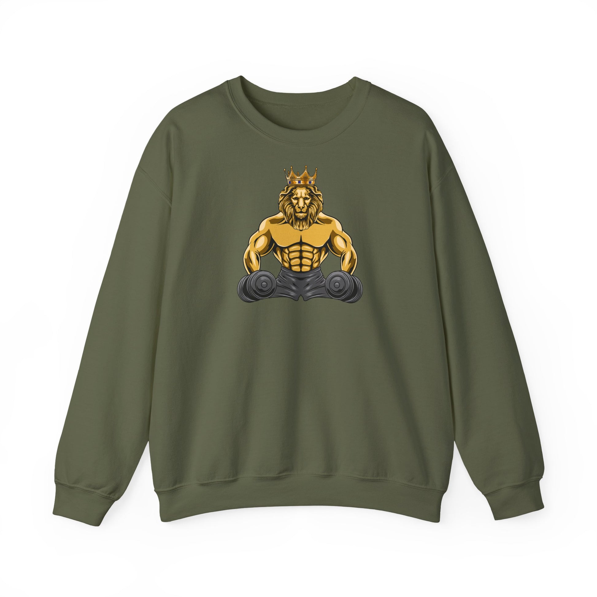 Flatlay sweatshirt with MUSCLE LION lion symbol, Christian apparel