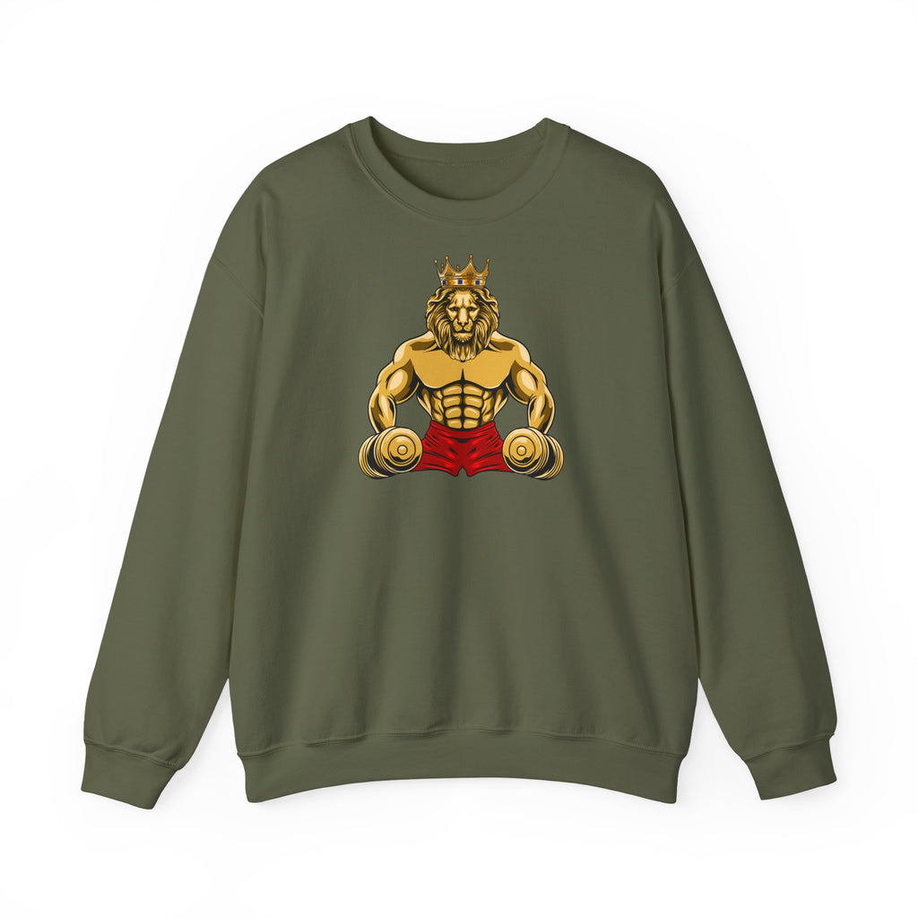 Flatlay army MUSCLE LION sweatshirt with lion design, urban style from The Original