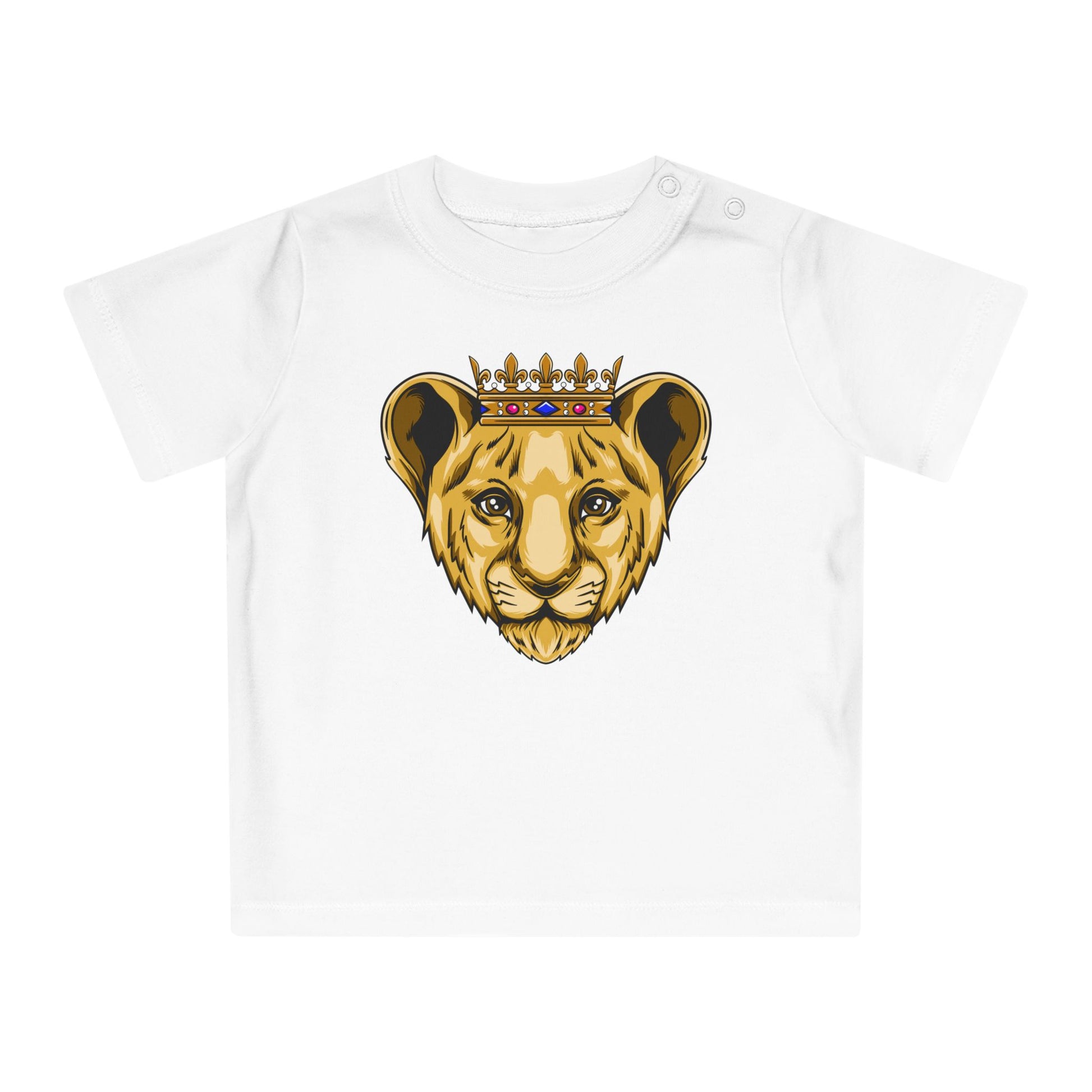 White PRINCE baby t-shirt with gold crown print – Christian organic cotton clothing