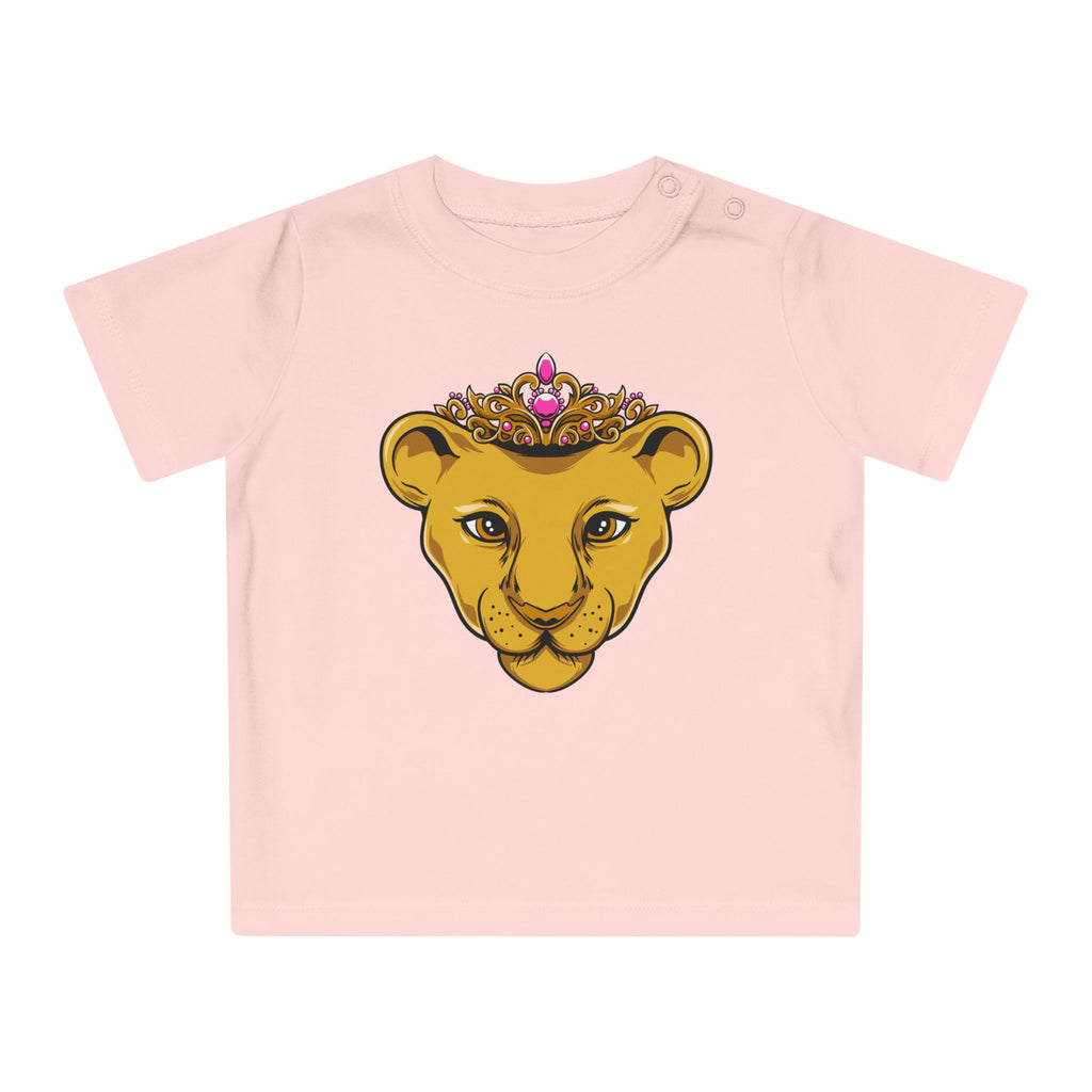 Faith-based PRINCESS baby clothing – organic cotton t-shirt with pink crown print for Christian families