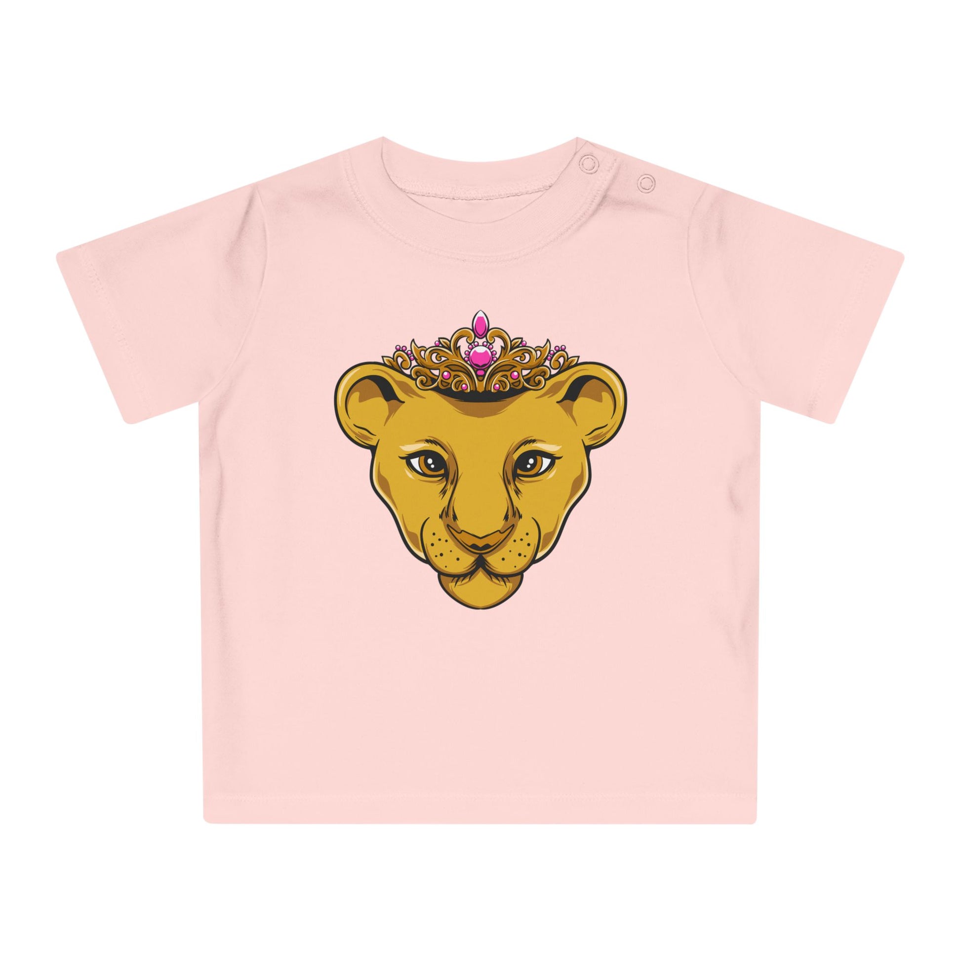 Faith-based PRINCESS baby clothing – organic cotton t-shirt with pink crown print for Christian families