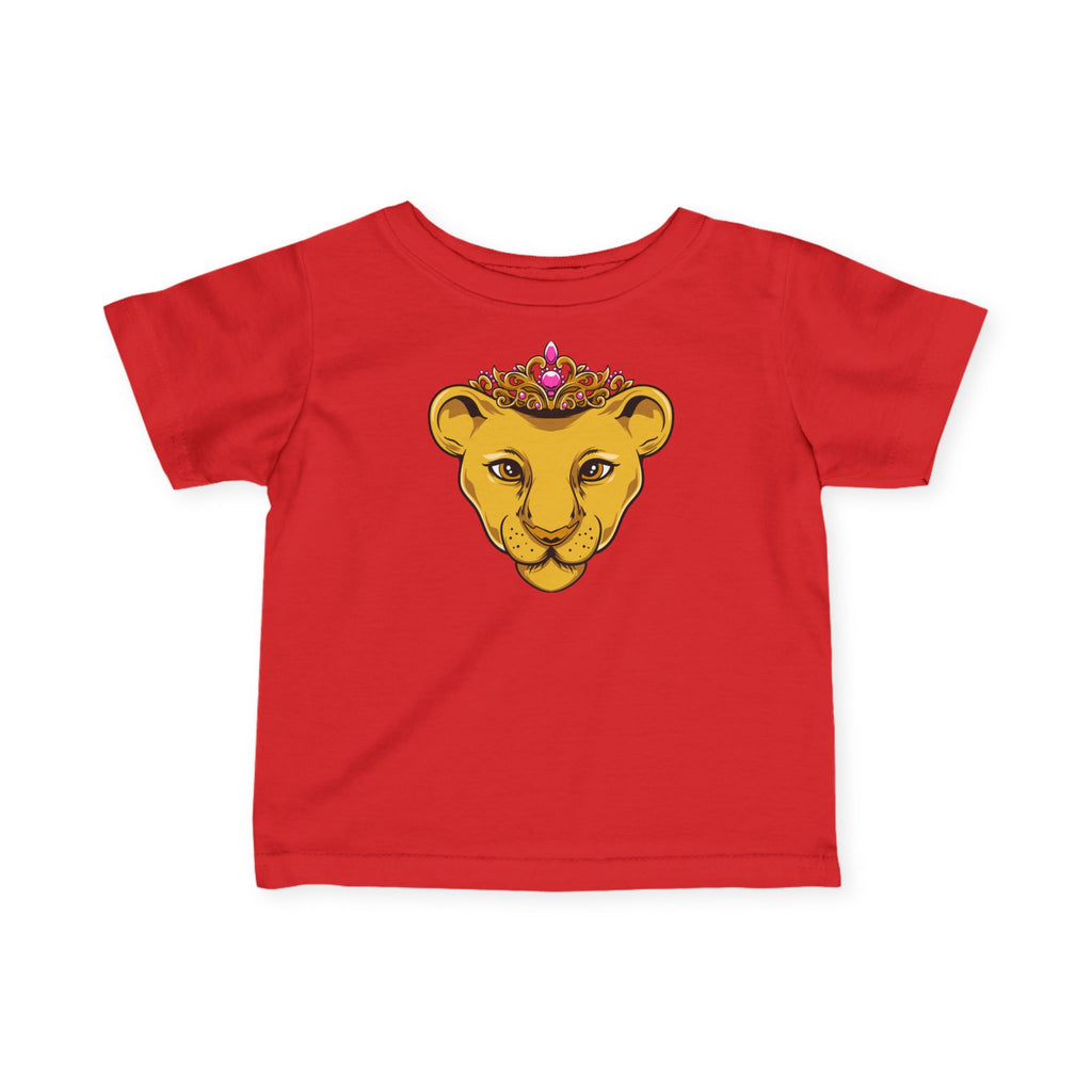 Flatlay of PRINCESS infant red t-shirt – perfect baby shower or baptism gift