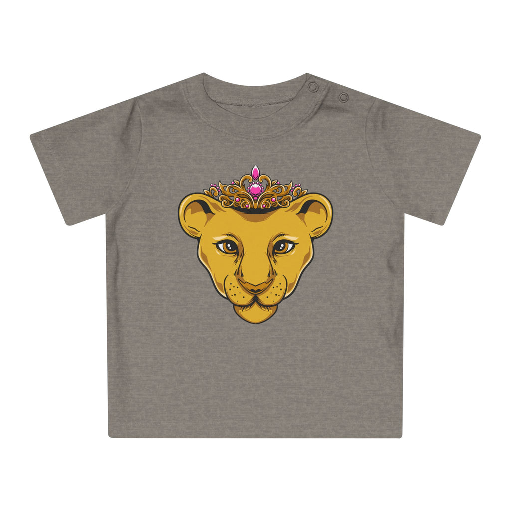 Flat lay of PRINCESS baby tee – Christian organic cotton shirt for baby girls with royal princess crown design