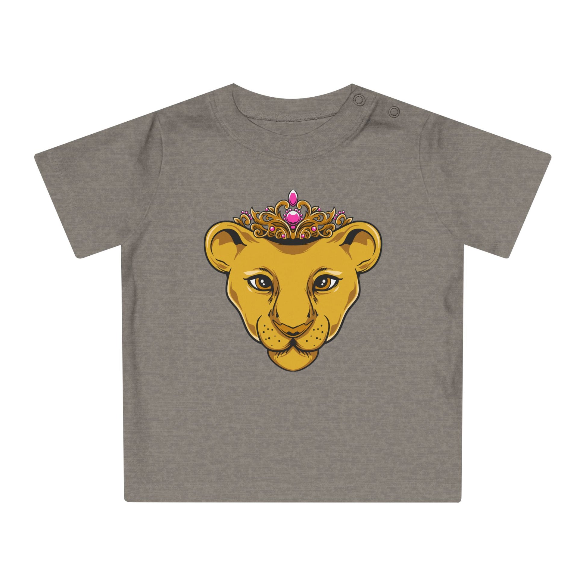 Flat lay of PRINCESS baby tee – Christian organic cotton shirt for baby girls with royal princess crown design