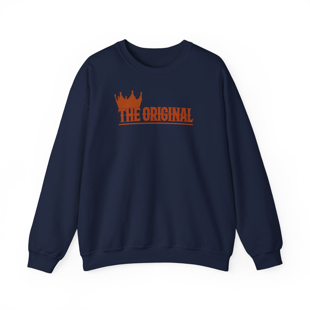 Product photo of sweatshirt with red The Original logo, flat front display