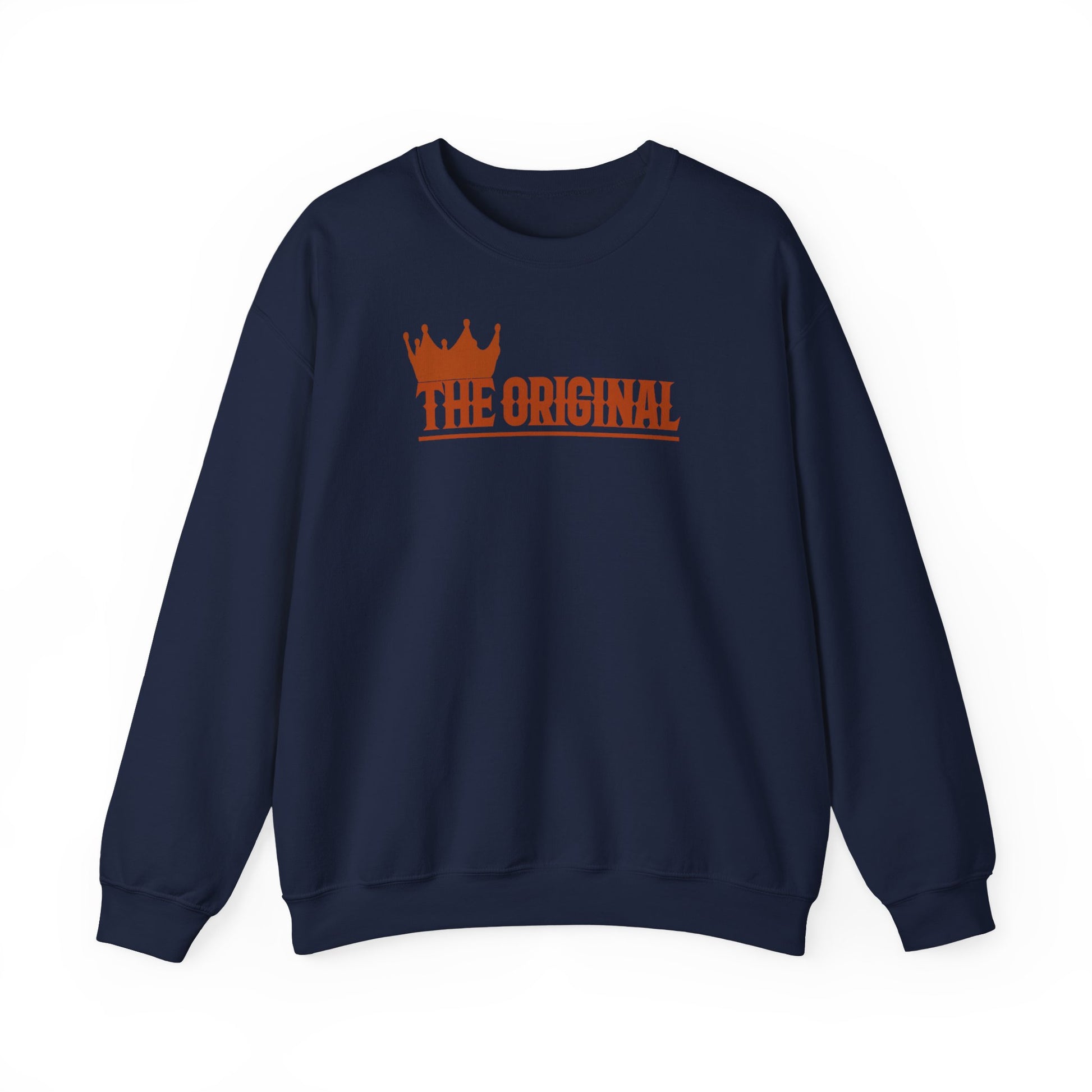 Product photo of sweatshirt with red The Original logo, flat front display