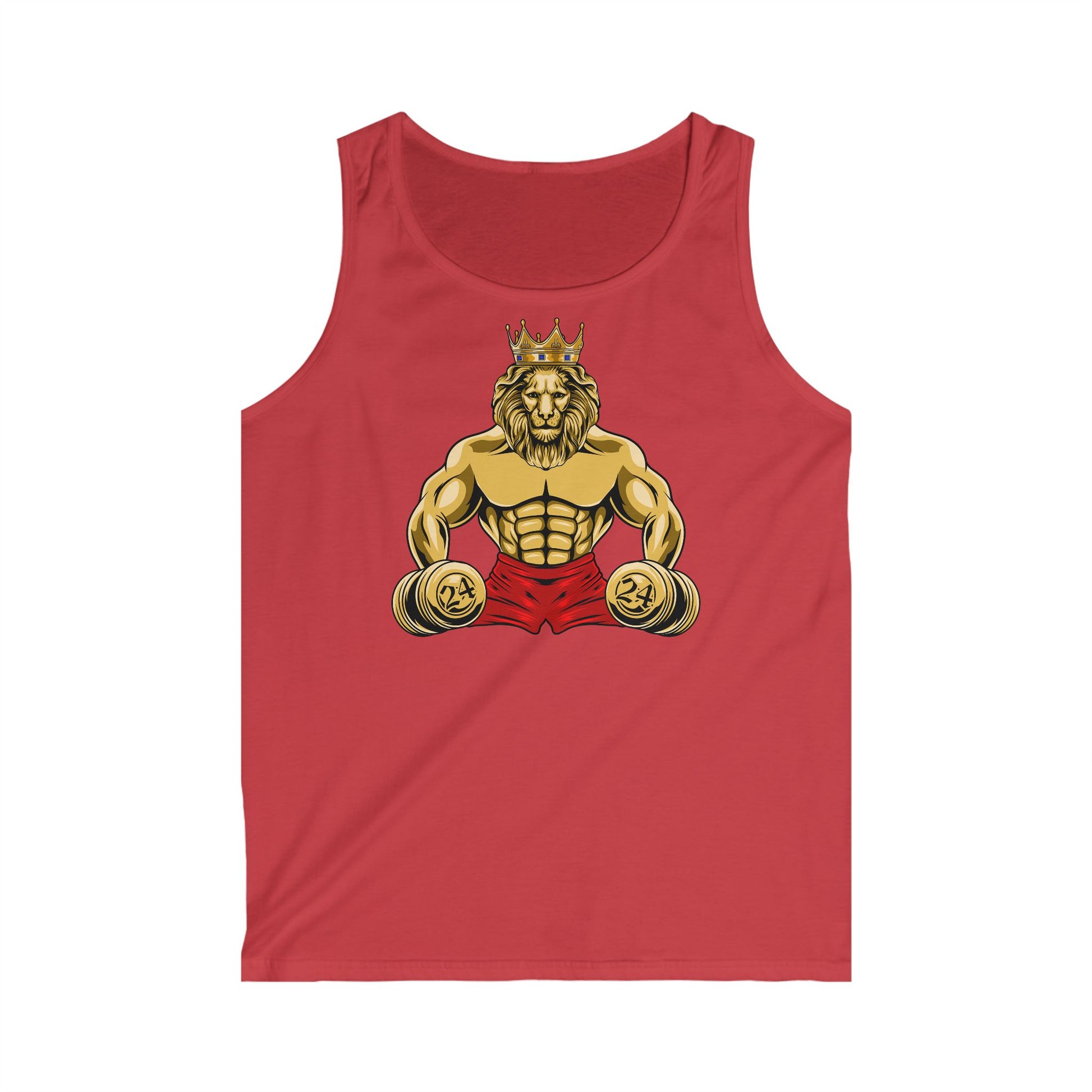 Faith-inspired men’s tank top with LOYAL MUSCLE imprint – close-up