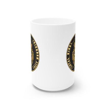 white ceramic cup with imprint of LOYAL KING - KINGDOM LIFE, in God we Trust.
Drink your coffee or tea while sharing your faith.